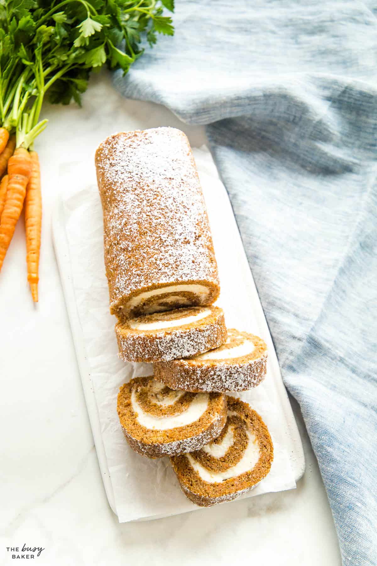 carrot cake roll with cream cheese filling