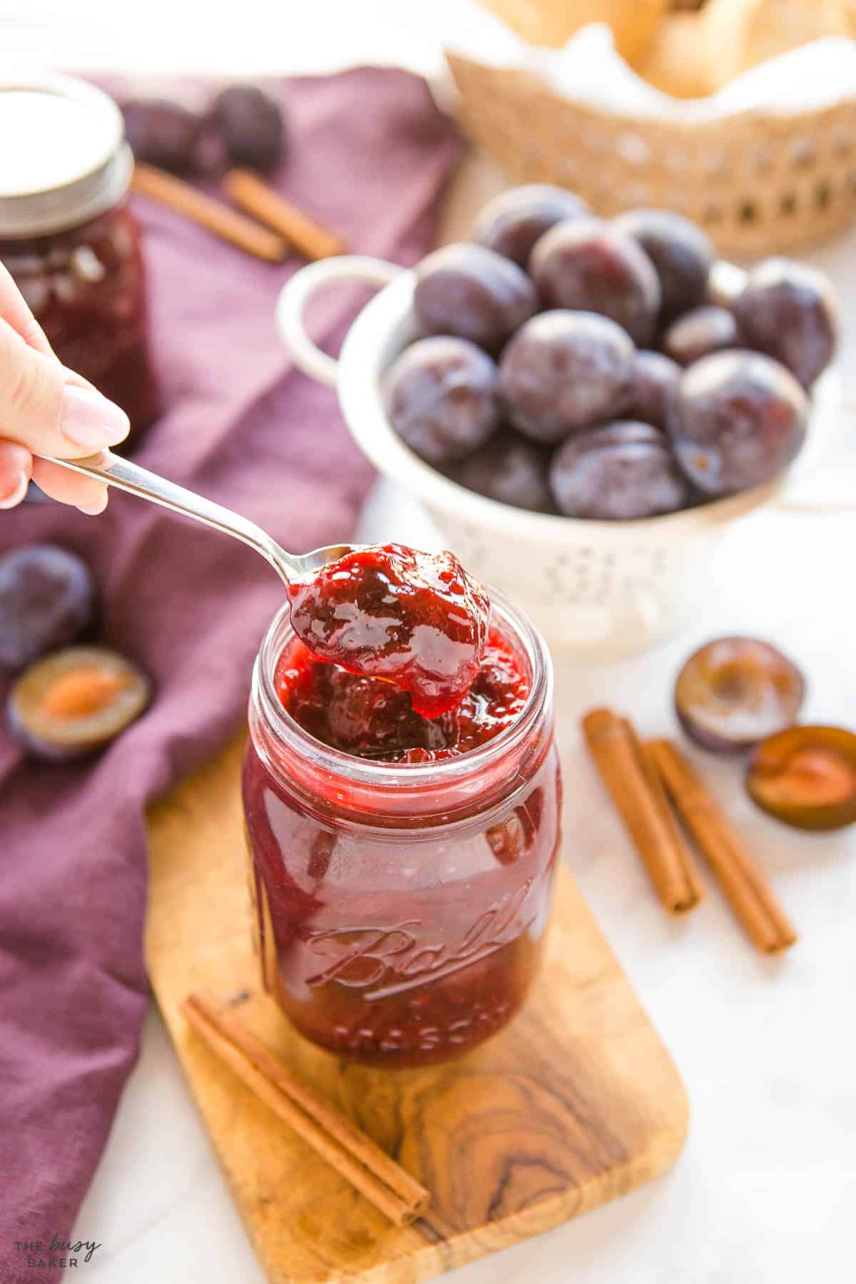 spoonful of homemade plum preserves