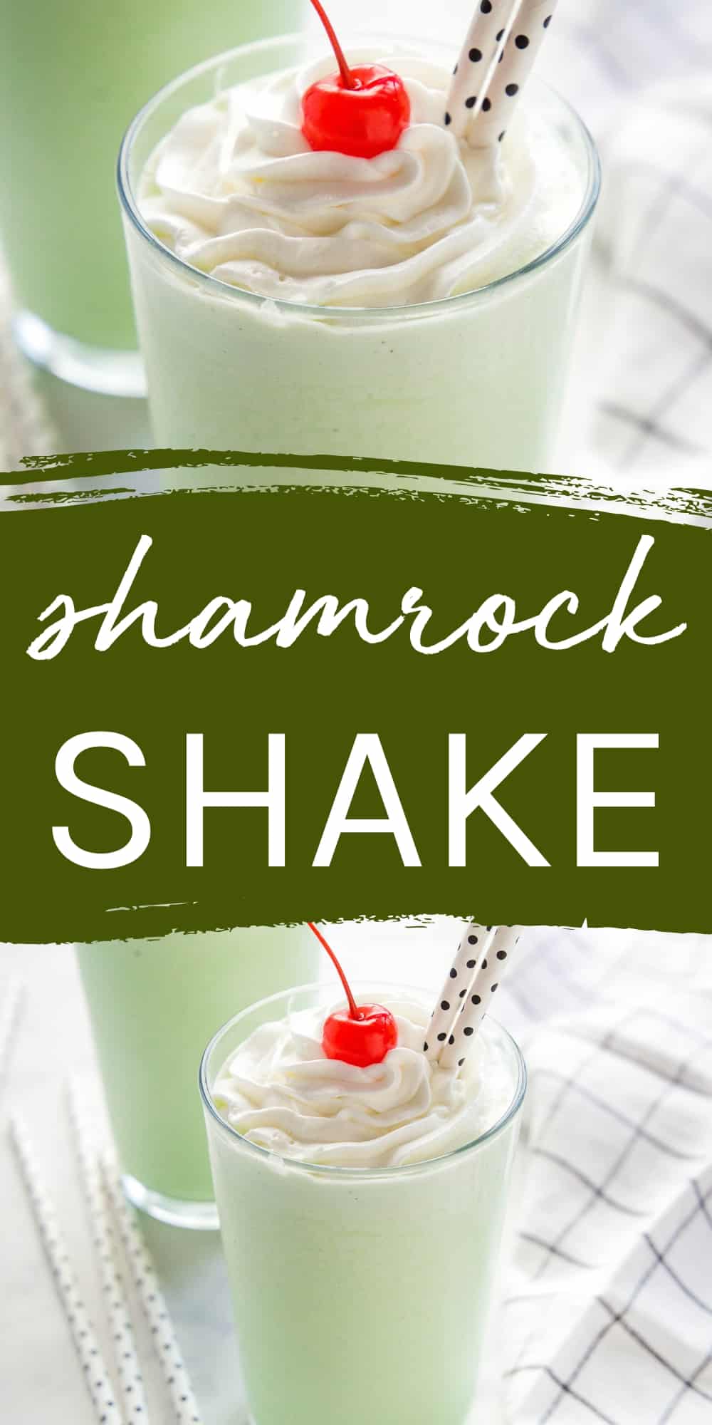 This Shamrock Shake recipe is a copycat of everybody's favourite McDonald's St. Patrick's Day treat. A creamy vanilla and mint milkshake topped with whipped cream! Recipe from thebusybaker.ca! #shamrockshake #copycatshamrockshake #stpatricksday #mintmilkshake #milkshake via @busybakerblog