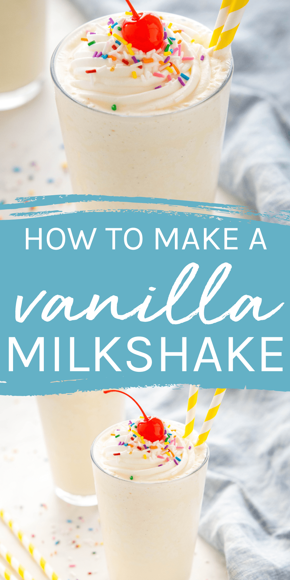 This Vanilla Milkshake recipe is the BEST homemade milkshake - a cool, creamy, smooth, and indulgent treat with an intense vanilla flavour. Recipe from thebusybaker.ca! #vanillamilkshake #howtomakeamilkshake #homemademilkshake #milkshakerecipe #bestmilkshake #easymilkshake #homemademilkshaketutorial via @busybakerblog