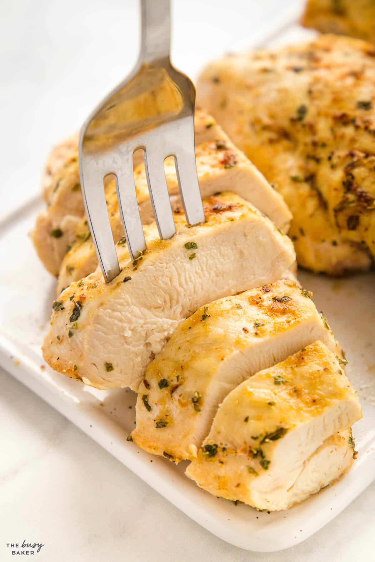 closeup image: juicy slice of chicken breast