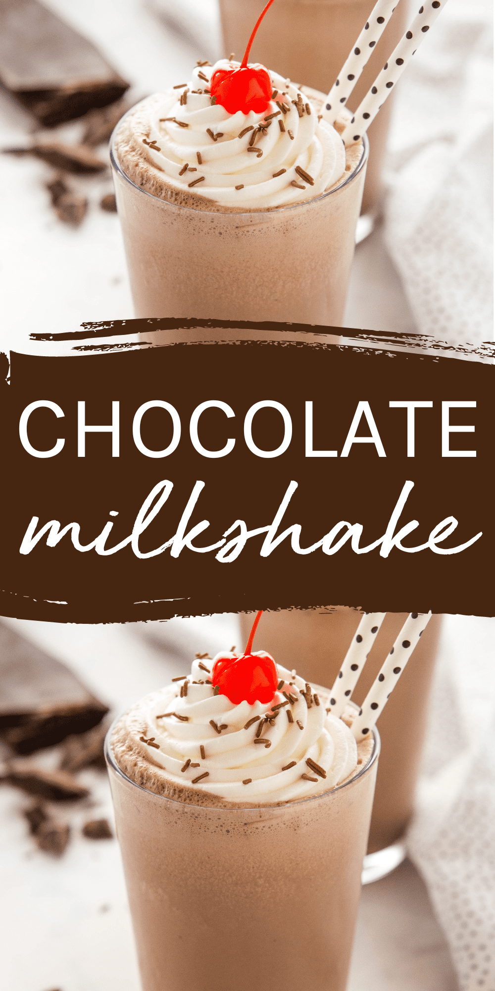 This Chocolate Milkshake recipe is a cool, creamy, smooth, and indulgent treat with an intense chocolate flavour. Only 2 basic ingredients! Recipe from thebusybaker.ca! #chocolatemilkshake #easymilkshakerecipe #homemademilkshake #chocolatemilkshakerecipe #howtomakeamilkshake via @busybakerblog