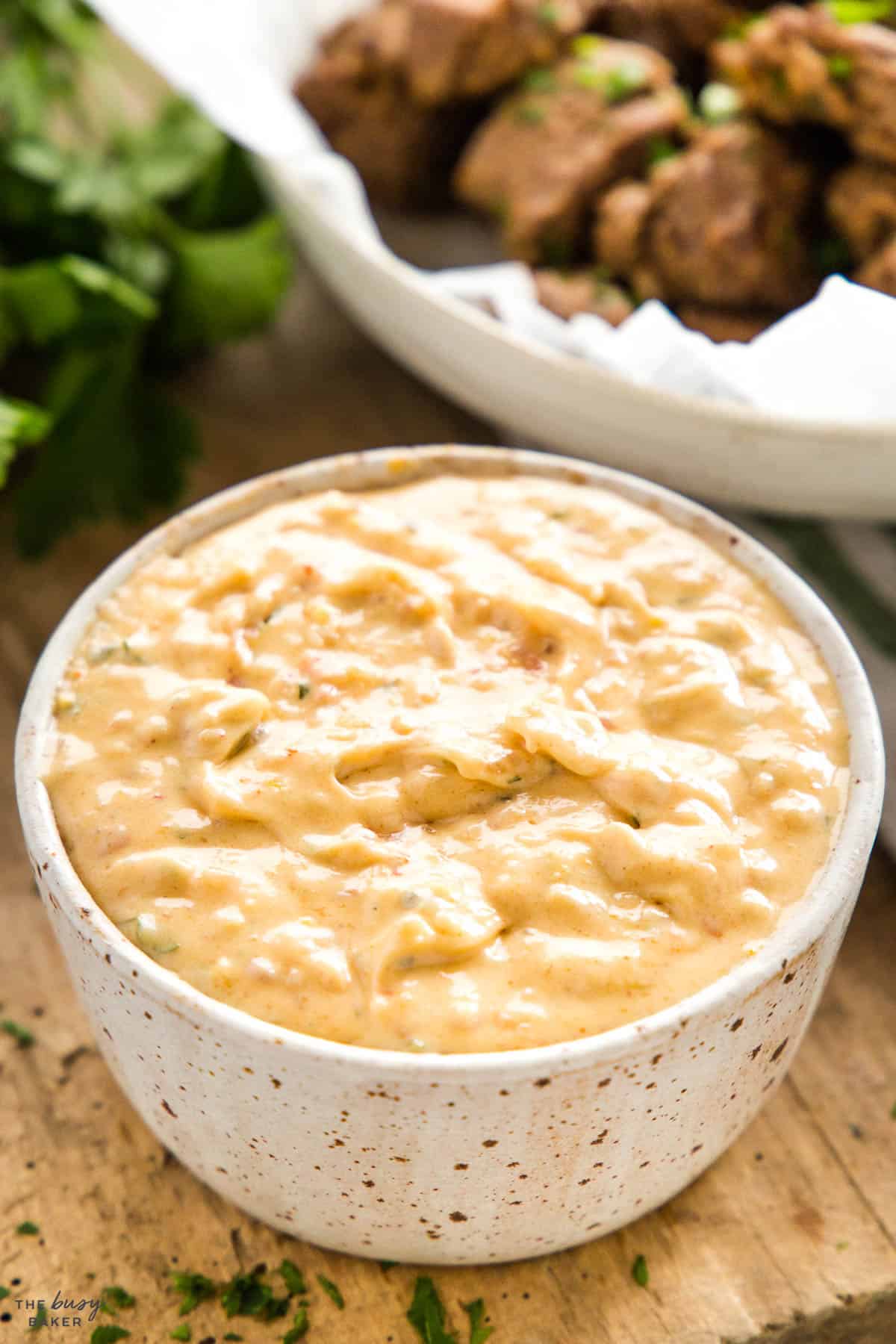creamy sauce with herbs and spices to serve with steak