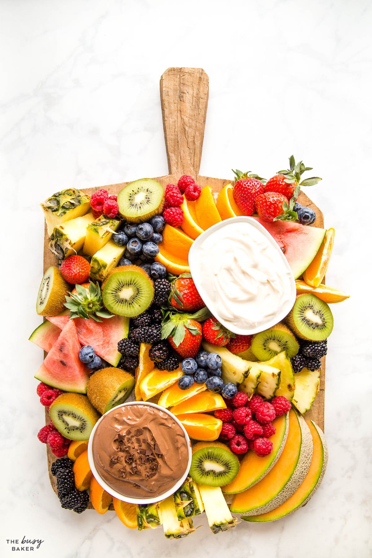 overhead image: beautiful homemade fruit tray