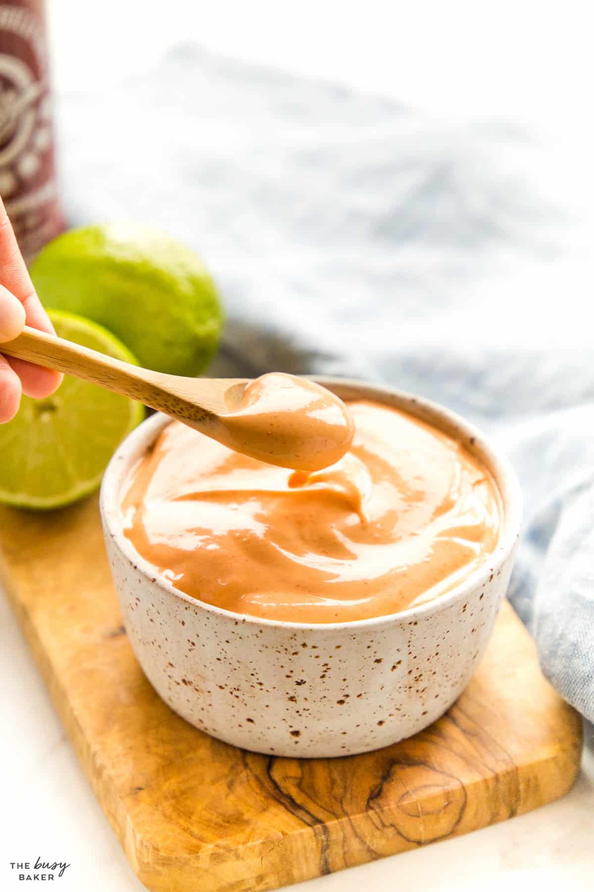 spoonful of spicy mayo