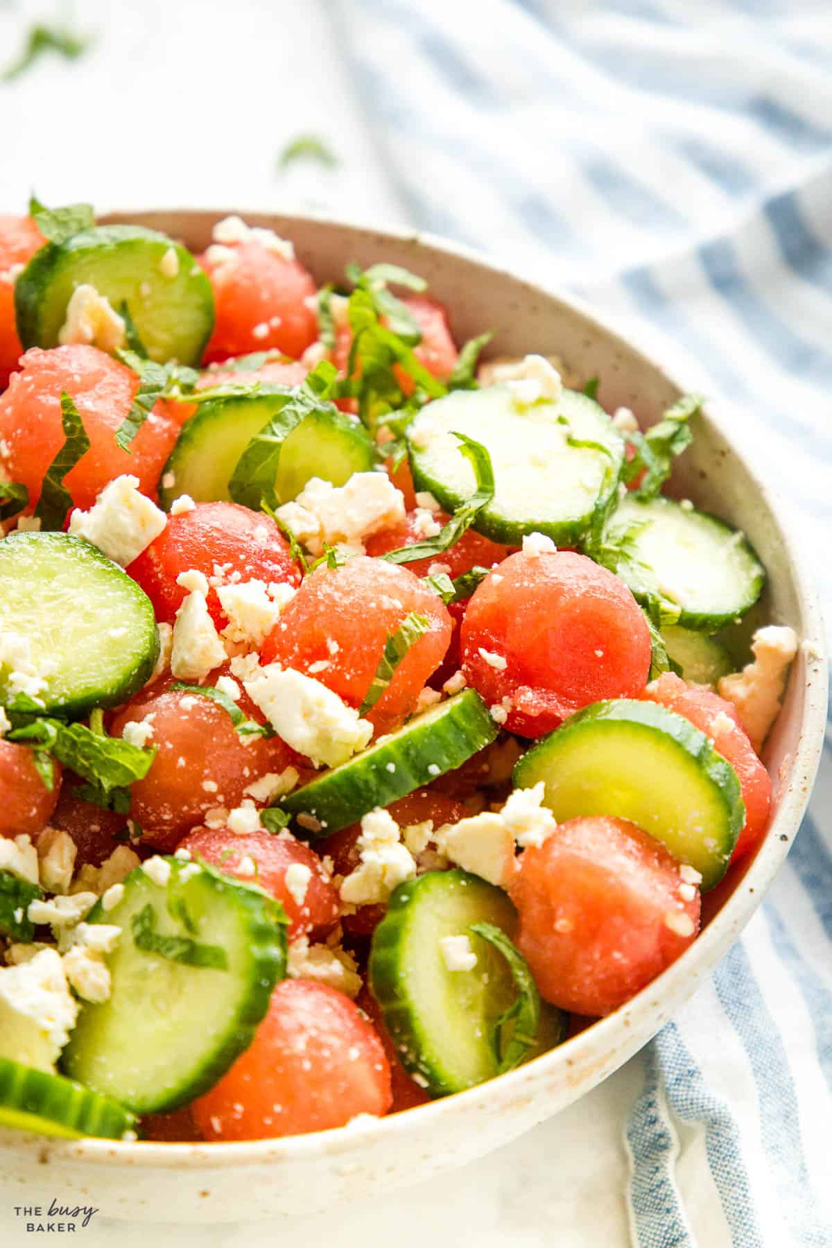 closeup image: watermelon salad