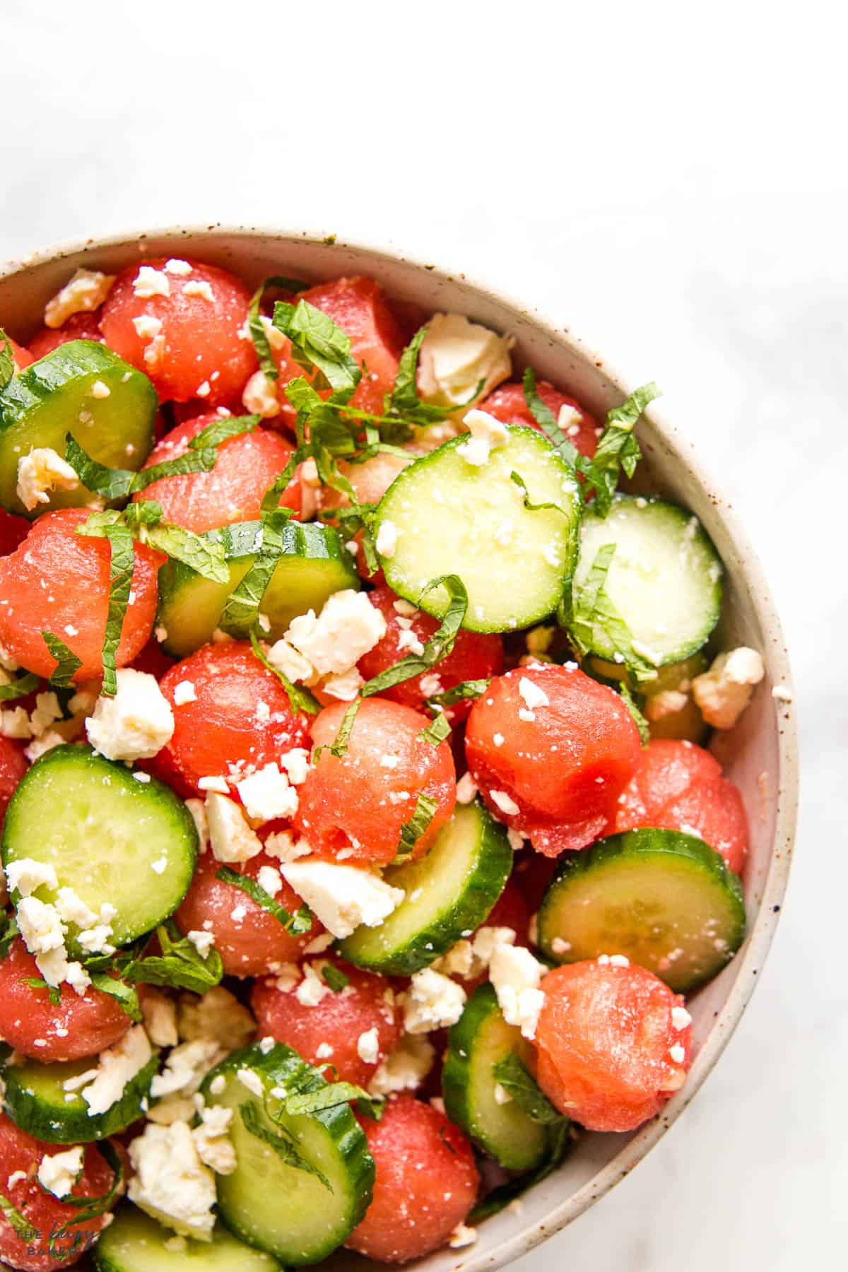 overhead image: watermelon salad