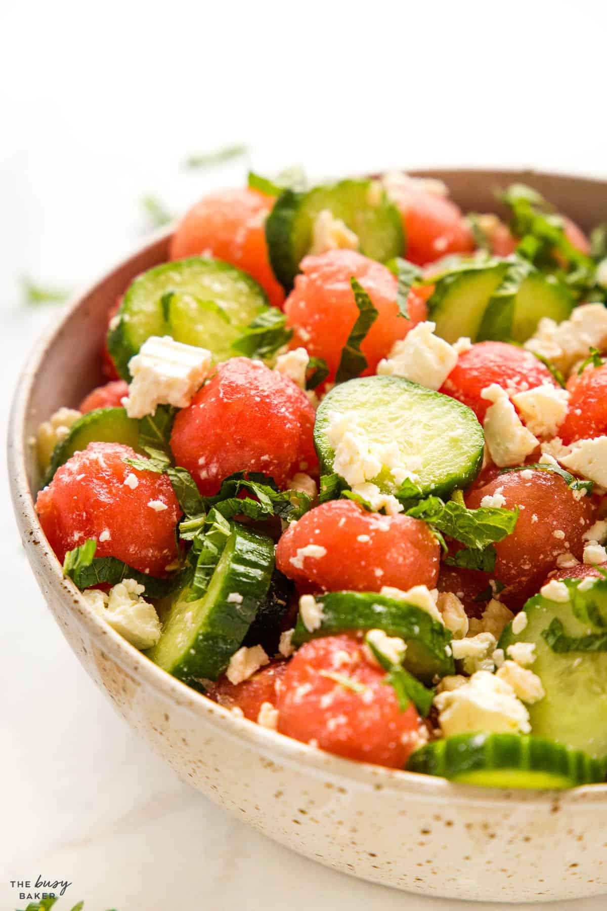 melon, cucumber, feta and mint salad