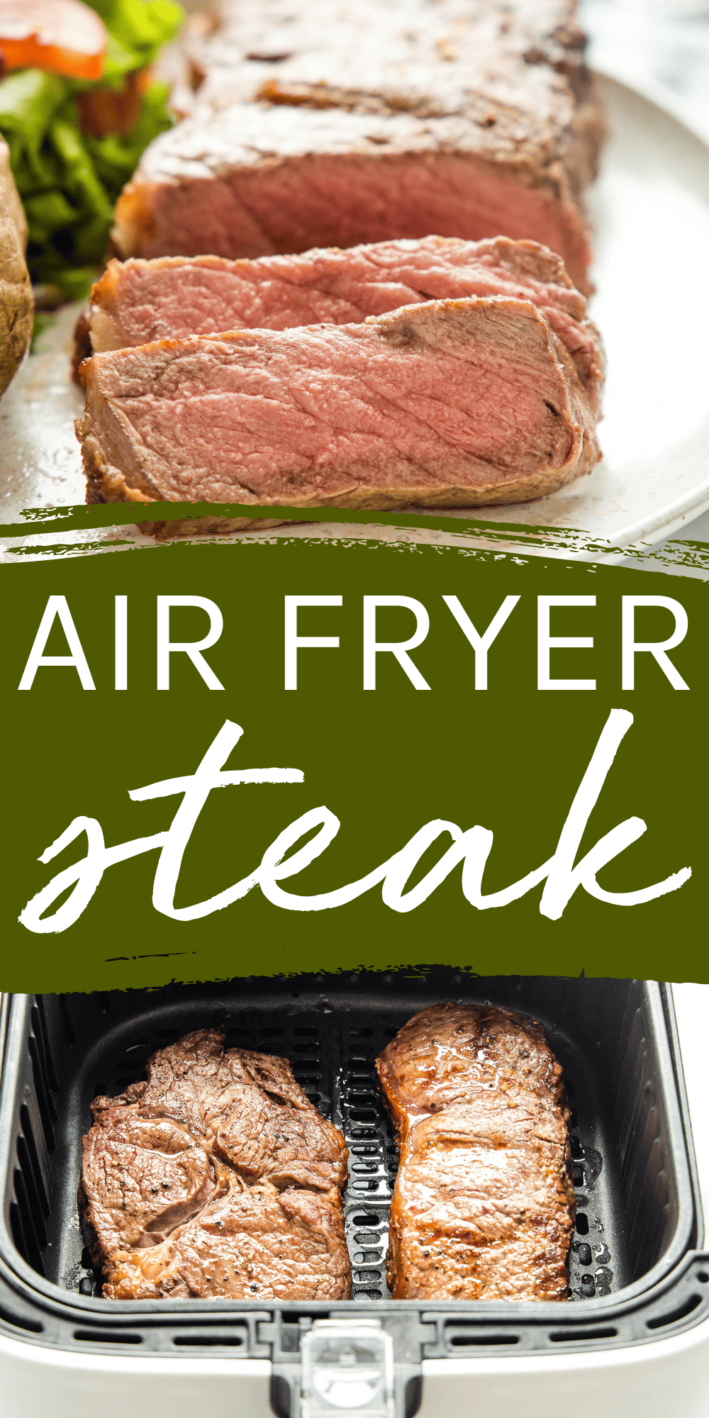This Air Fryer Steak recipe is the best and easiest way to cook restaurant-quality steak at home in minutes using basic ingredients. Perfectly cooked steak that's juicy on the inside with perfect caramelization - a simple recipe with no-fail pro tips and tricks! Recipe from thebusybaker.ca! #airfryersteak #easysteakrecipe #steak #howtocooksteak #beststeakrecipe #homemadesteak #easysteak #sirloinsteak #ribeyesteak #airfryerrecipe #airfryerdinner #airfryer #easyrecipe #easydinner #easymeal via @busybakerblog