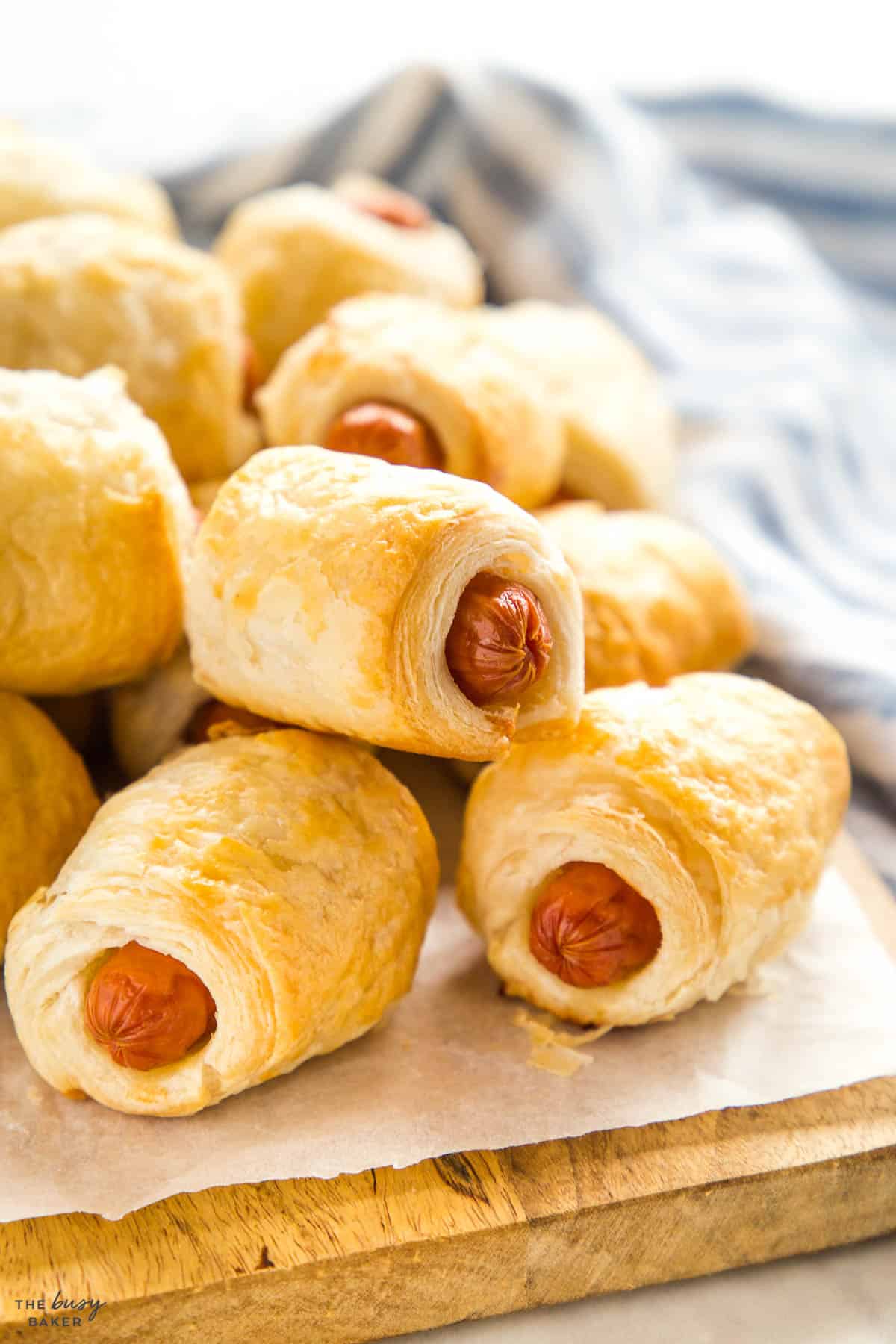 pigs in a blanket with flaky pastry dough and cocktail wieners