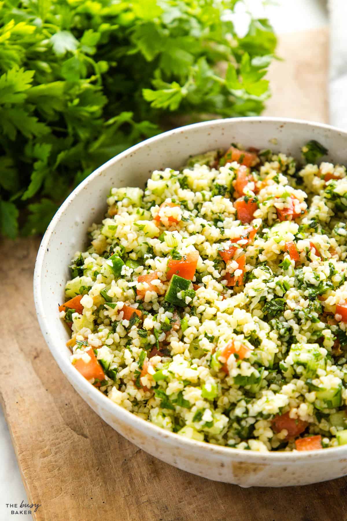 Tabouli salad in a ceramic bowl