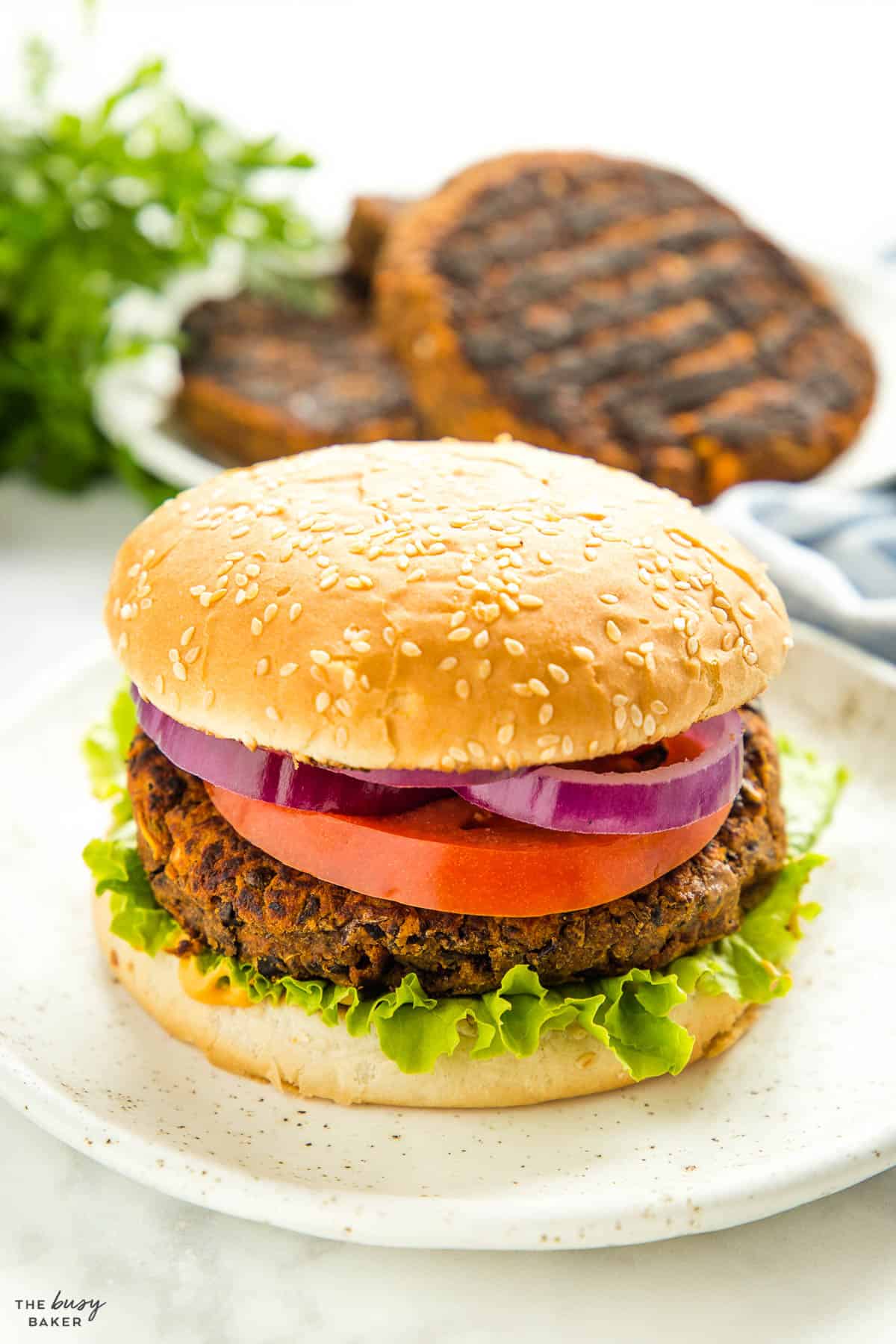 vegan veggie burger on a plate