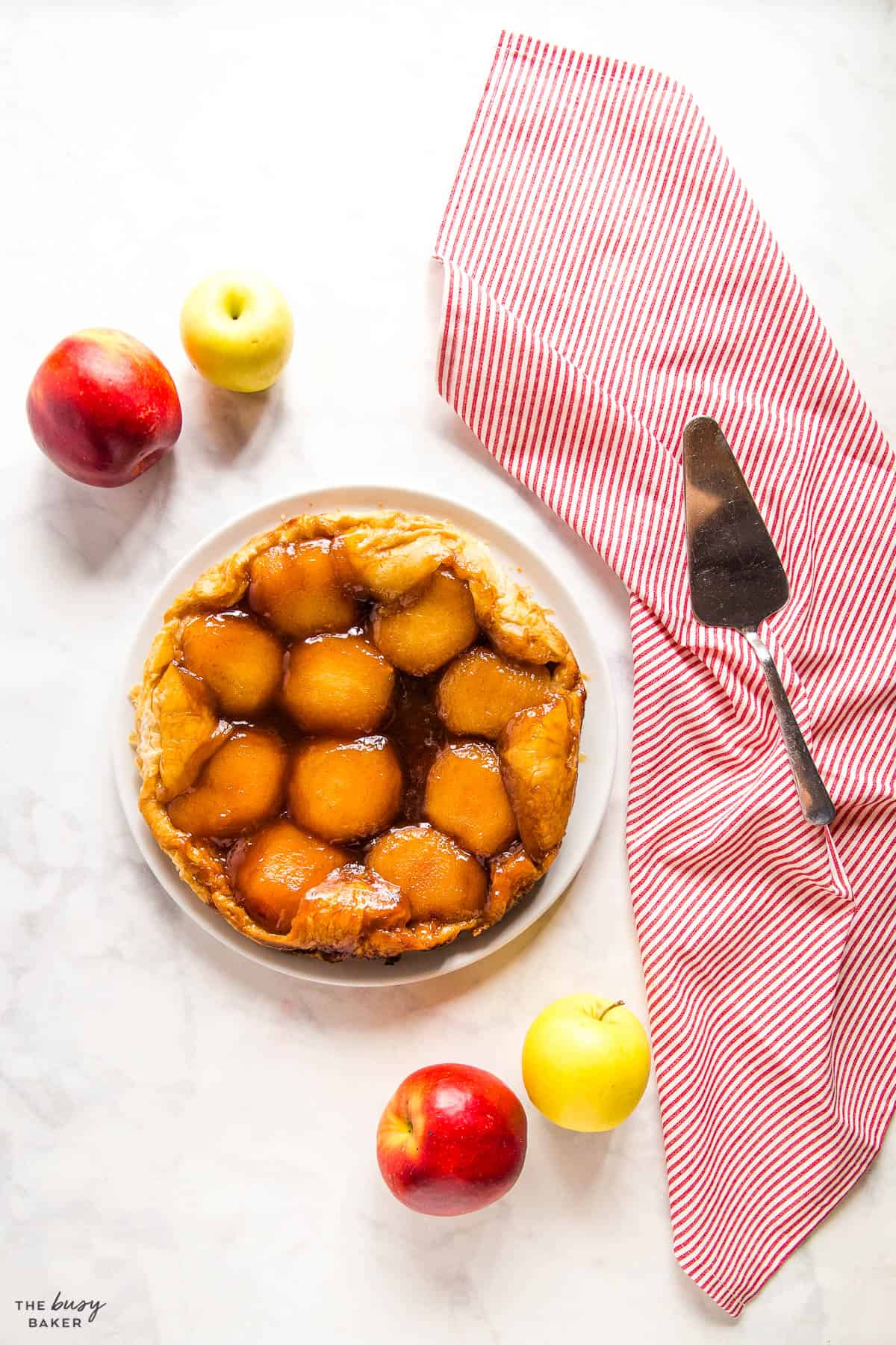 overhead image: French apple tart
