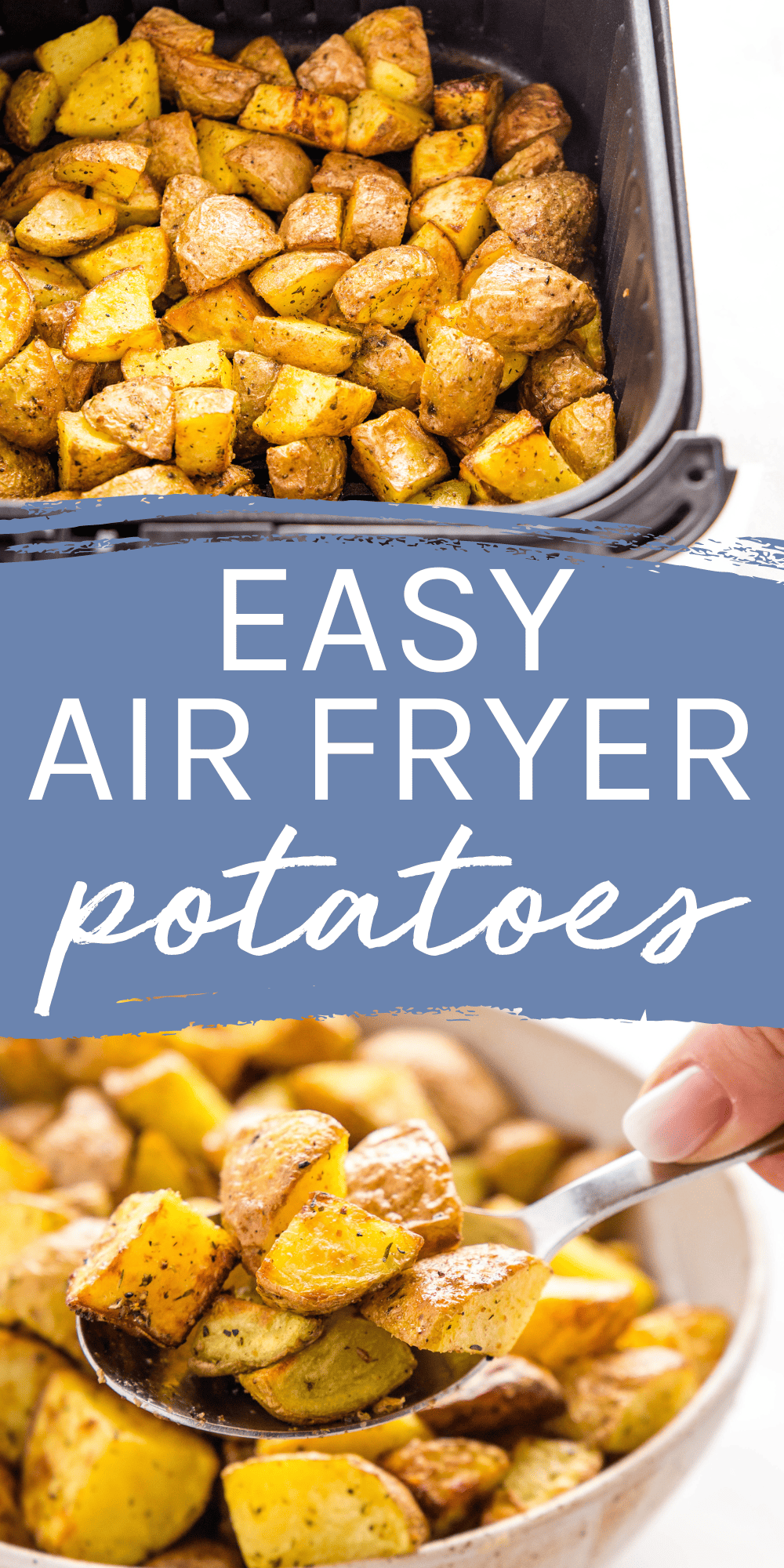 This Air Fryer Roasted Potatoes recipe is the ultimate guide to achieving the perfect air fryer roasted potatoes that are crispy on the outside and fluffy on the inside. Simple flavours and ready in 20 minutes. Roast potatoes in the air fryer, the easy way! Recipe from thebusybaker.ca! #airfryerpotatoes #roastedpotatoes #airfryerroastedpotatoes #airfryerrecipe #sidedish #airfryersidedish #airfryer #potatorecipe #potatoes via @busybakerblog