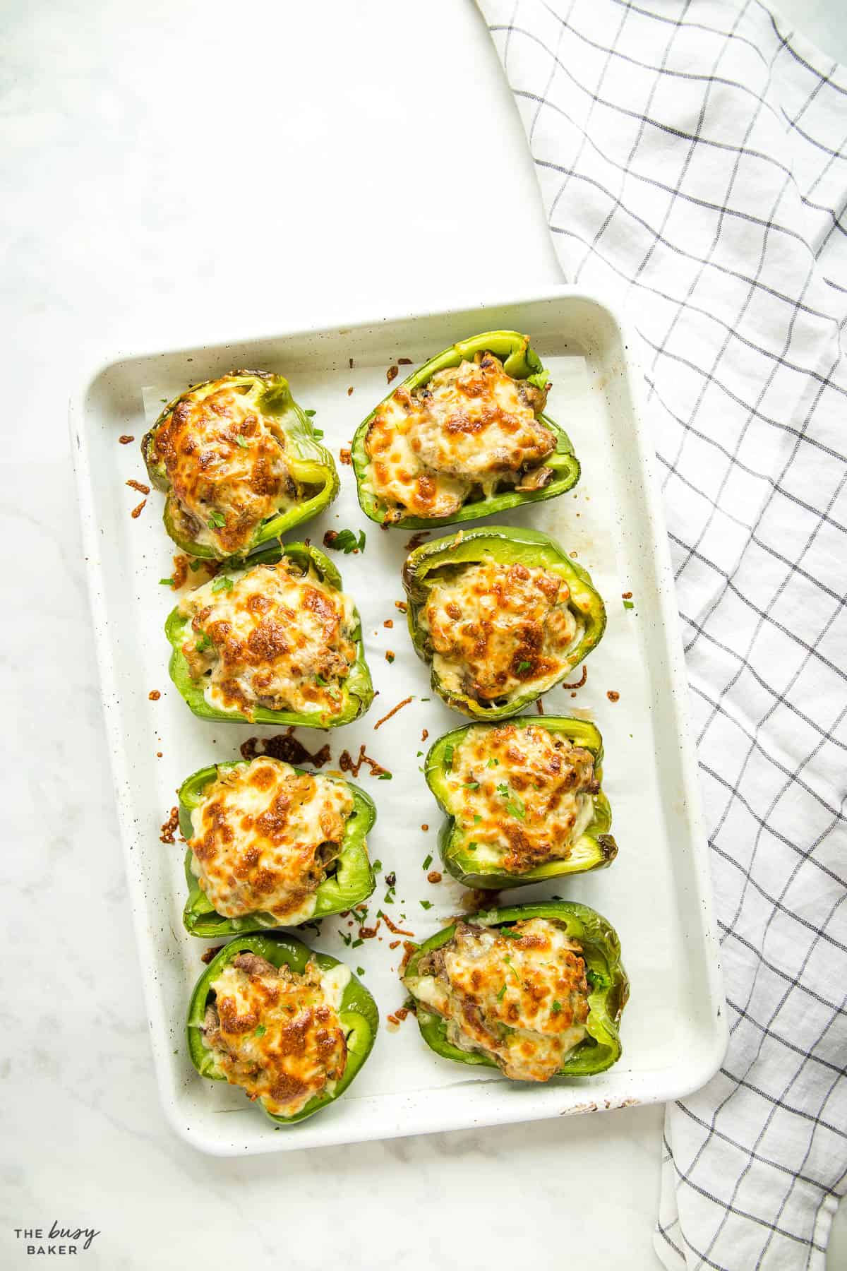 stuffed peppers on sheet pan