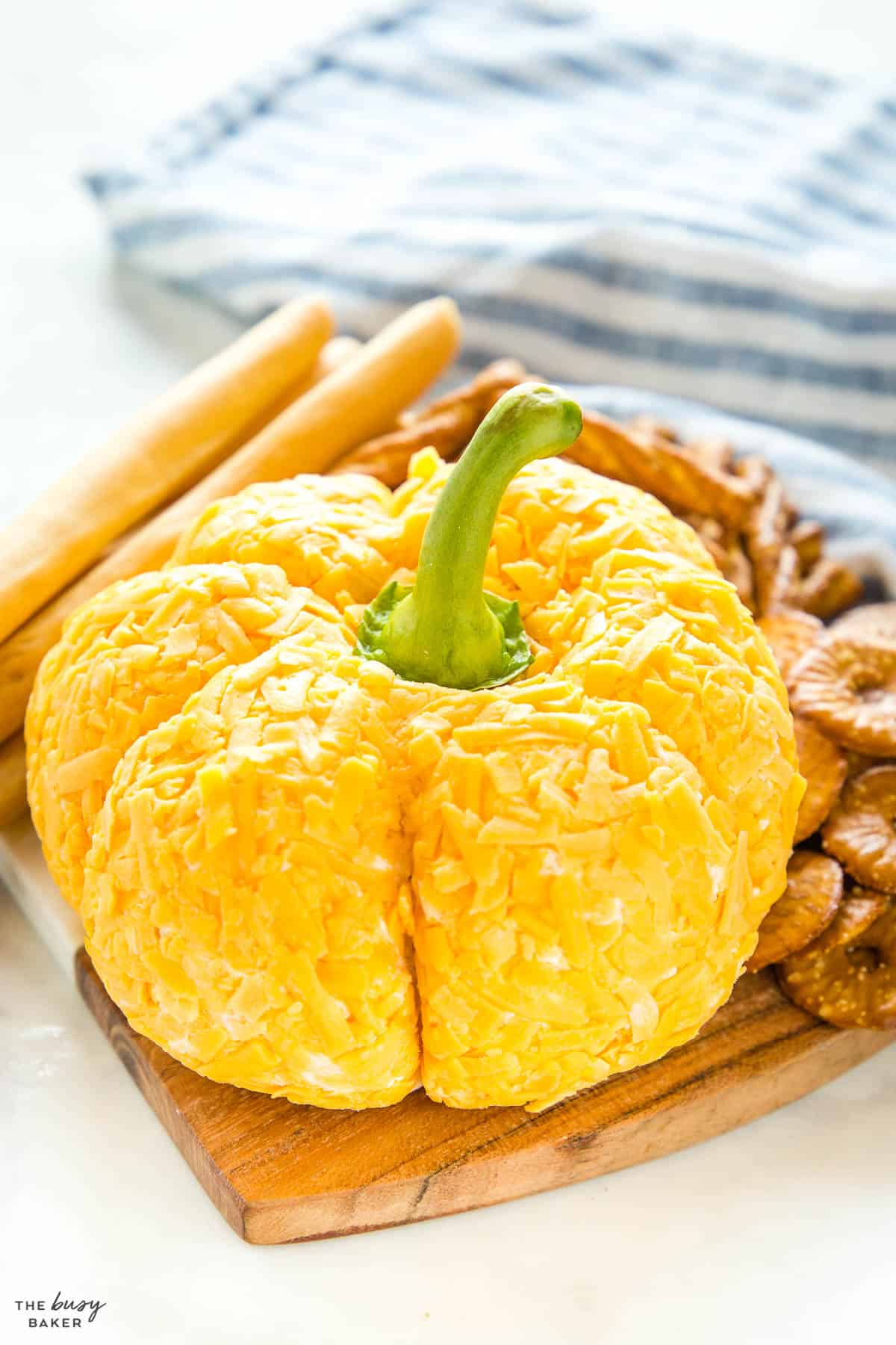 cheese appetizer shaped like a pumpkin