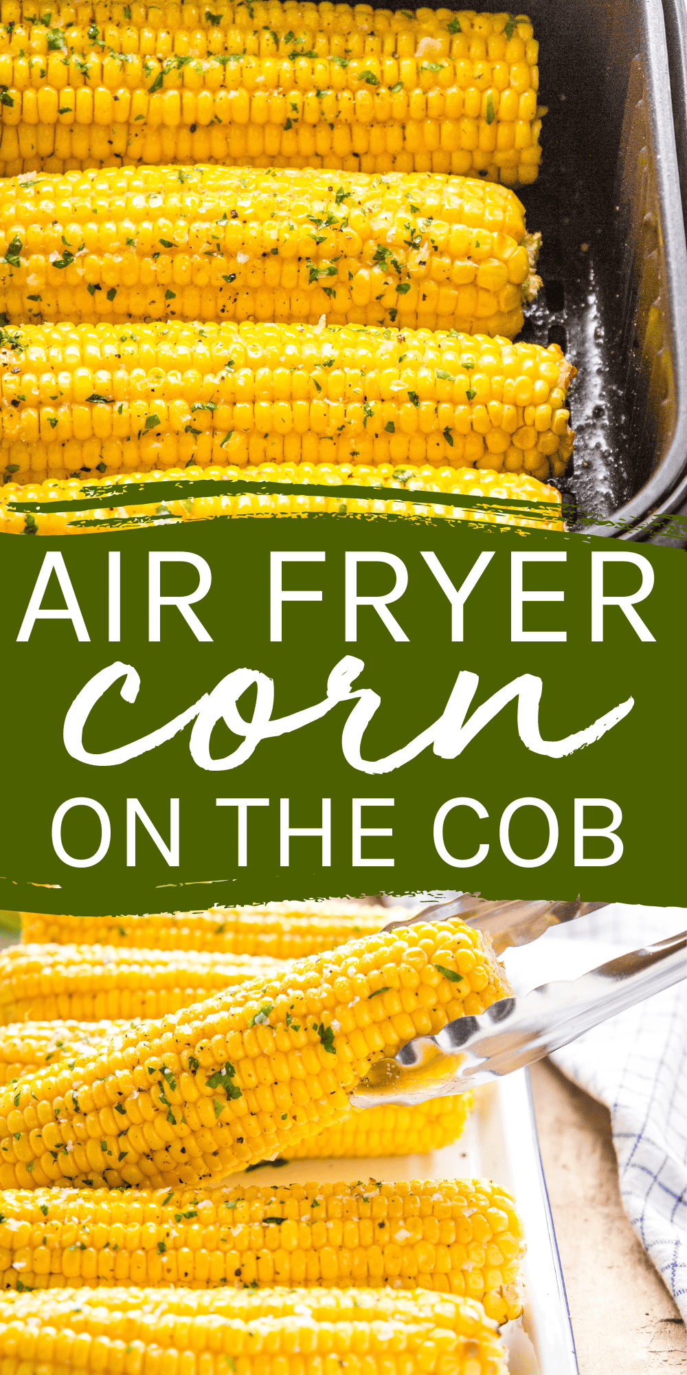 This Air Fryer Corn on the Cob recipe is the easiest way to cook fresh corn on the cob! Perfectly tender corn on the cob every single time, basic ingredients & ready in 10 minutes or less! You'll never boil corn on the cob again! Recipe from thebusybaker.ca! #cornonthecob #howtocookcornonthecob #airfryerrecipe #airfryercornonthecob #airfryercorn #cornonthecobrecipe #sidedish #summerrecipe #corn via @busybakerblog