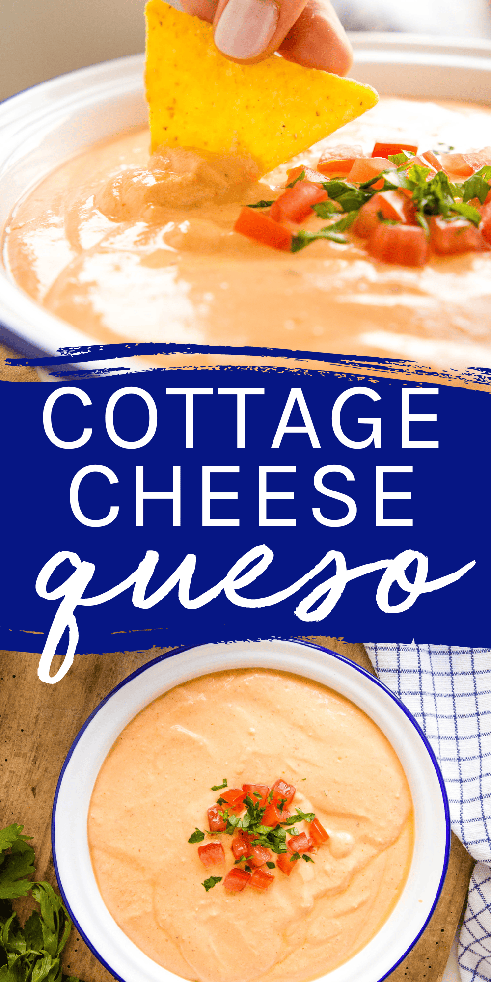 This Cottage Cheese Queso Dip recipe is a high-protein appetizer or snack recipe made with only 4 ingredients! A healthy version of the Mexican-style cheese dip that's easy to make in minutes! Recipe from thebusybaker.ca! #cottagecheesequeso #quesodip #healthyqueso #easyquesorecipe #proteinsnack #mexicandip #queso #easyqueso via @busybakerblog