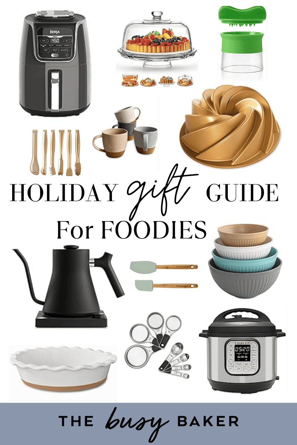 50 Gift Ideas for Foodies!! If you can't decide what to buy for the happy cook or aspiring home chef in your life, look no further for the best foodie gifts everyone on your list will love! thebusybaker.ca #giftguide #foodies #foodgifts #kitchen #baking #cooking #christmas #christmasgifts via @busybakerblog