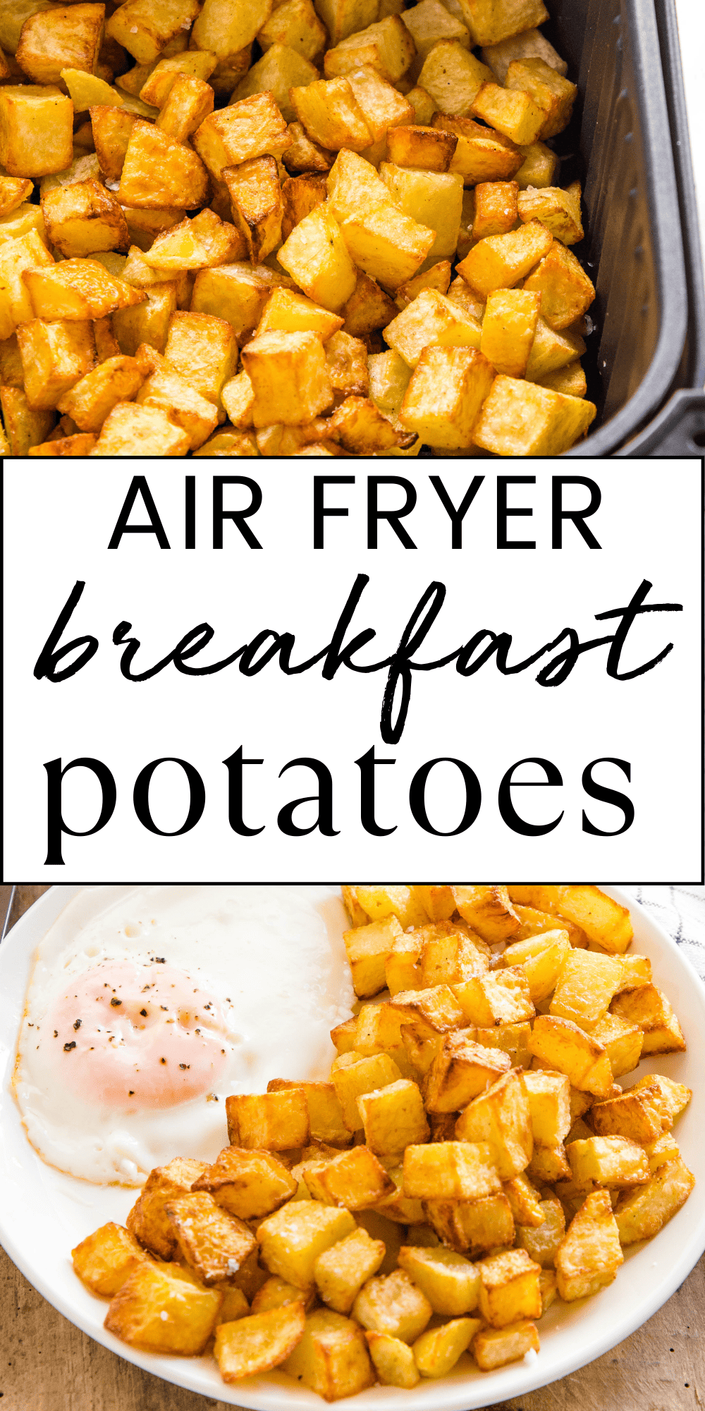This Air Fryer Breakfast Potatoes recipe makes the perfect breakfast hash browns or home fries! Cubed potatoes cooked until golden & crispy with less fat - an easy side dish for breakfast or brunch. Recipe from thebusybaker.ca! #homefries #hashbrowns #breakfastpotatoes #airfryerbreakfast #airfryerbreakfastpotatoes #airfryersidedish #airfryerpotatoes #breakfast #brunch #homefriesrecipe #hashbrownsrecipe #airfryer via @busybakerblog