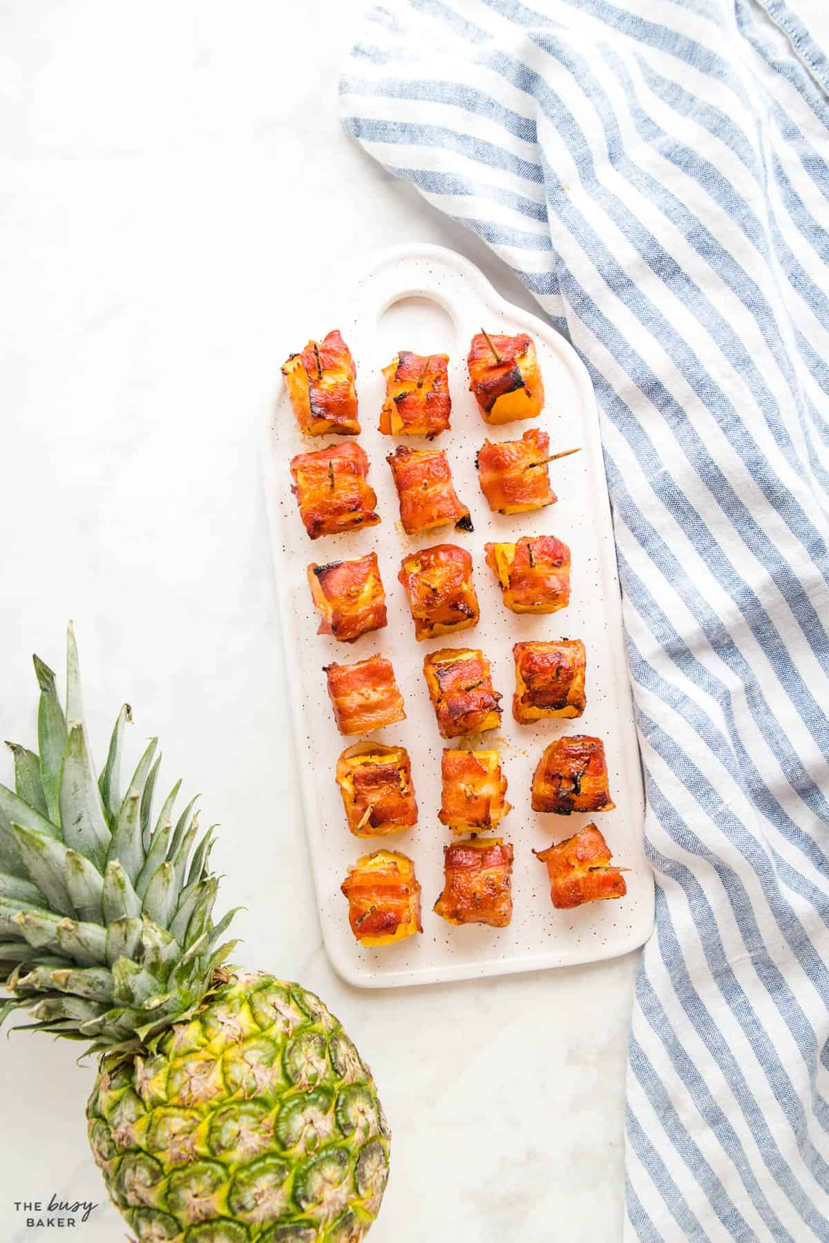 overhead image: bacon wrapped pineapple recipe