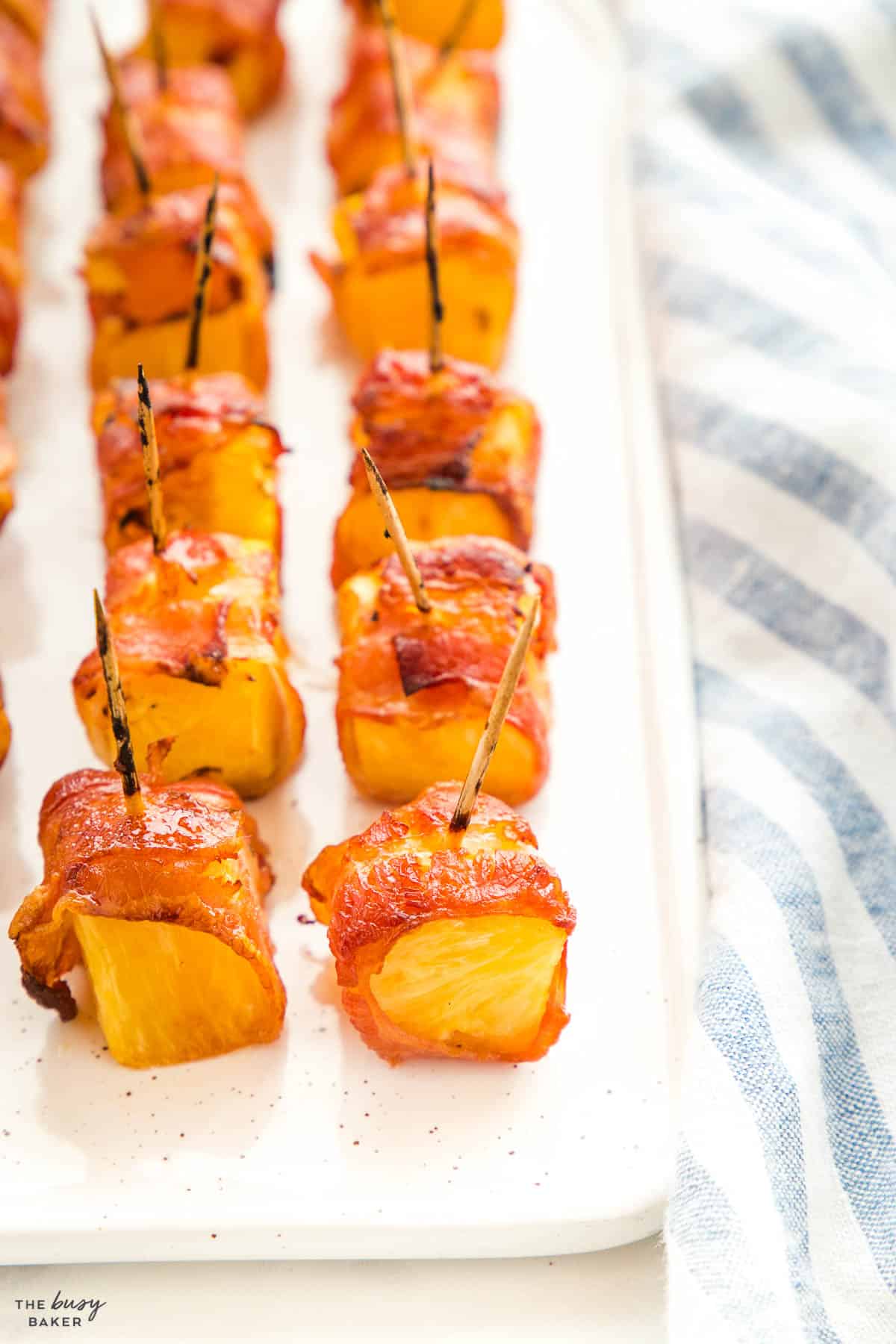 pineapple wrapped in bacon with toothpicks