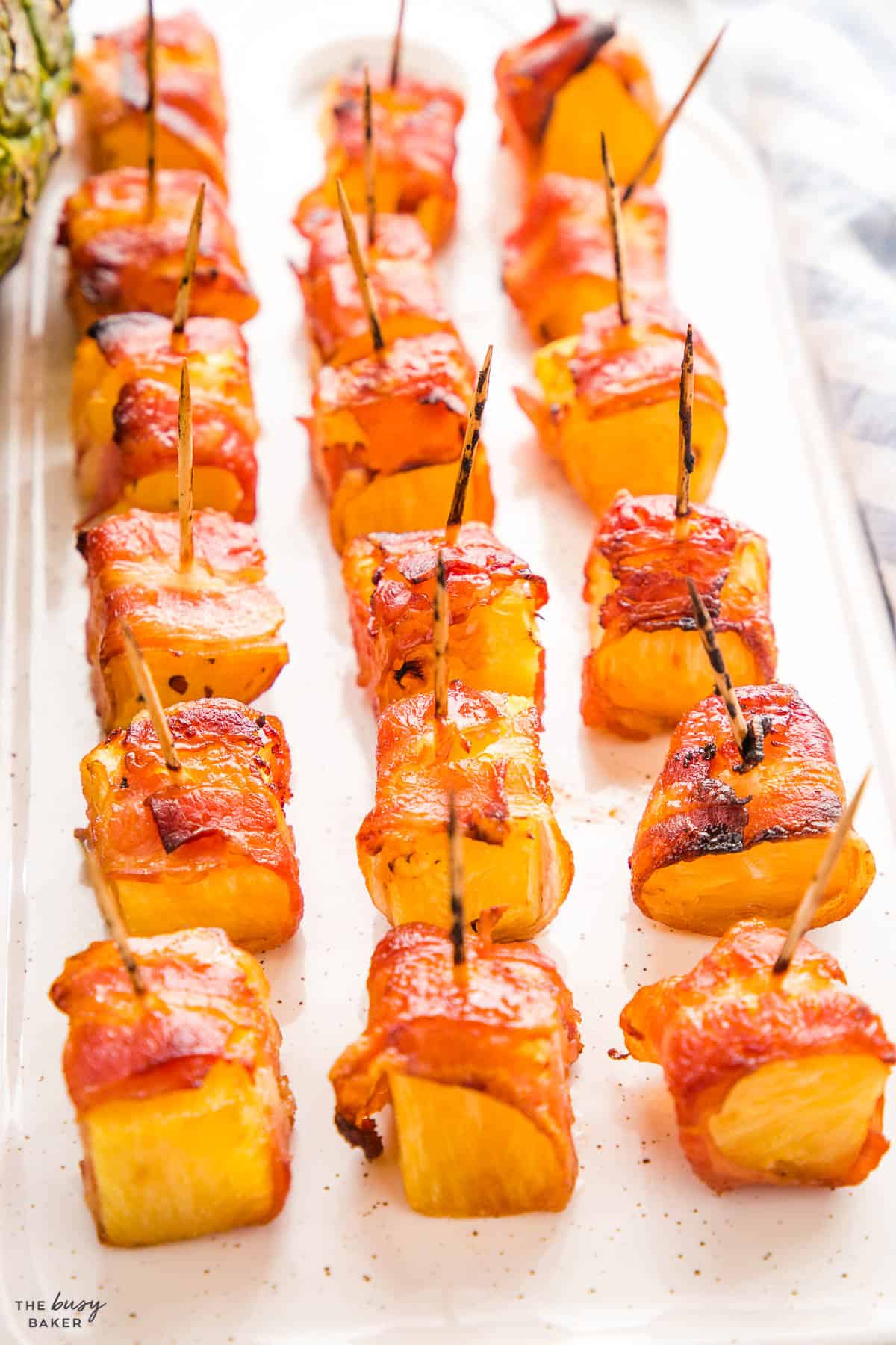 platter of bacon pineapple wraps