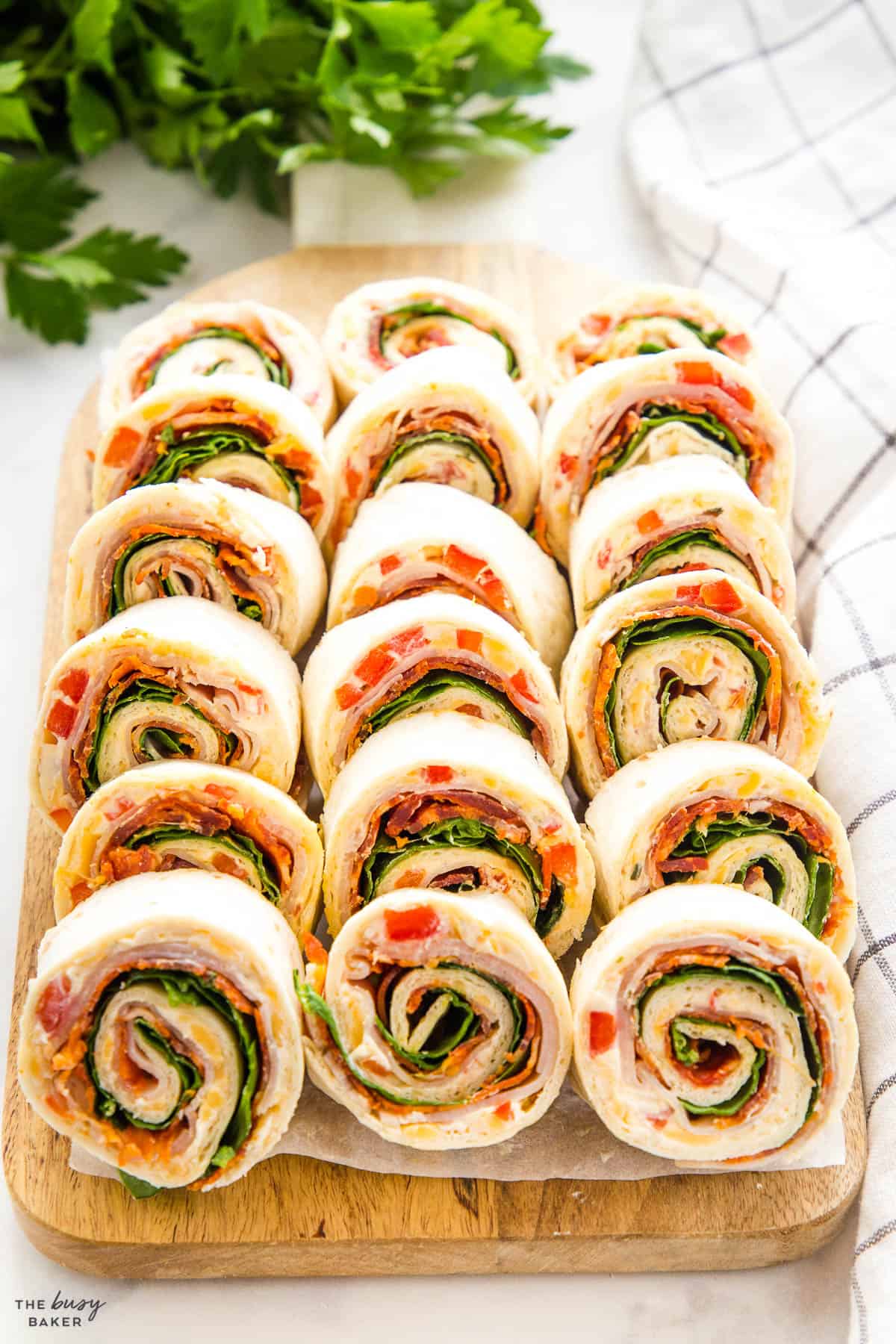 turkey roll-ups with spinach red peppers and cheese