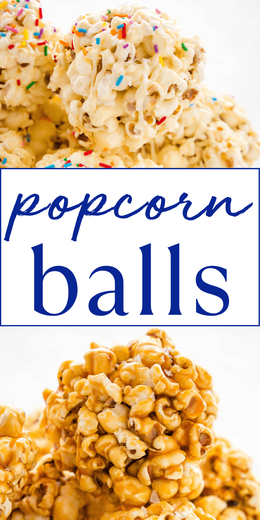 This Popcorn Balls recipe is the perfect classic holiday or halloween treat made three ways: marshmallow, caramel, and chocolate. A traditional popcorn ball recipe that's easy to make with our pro tips, tricks and troubleshooting ideas. Recipe from thebusybaker.ca! #popcorn #popcornballs #easyrecipe #snack #popcorntreat #treatrecipe #holidaytreat #christmastreat #popcornrecipe via @busybakerblog