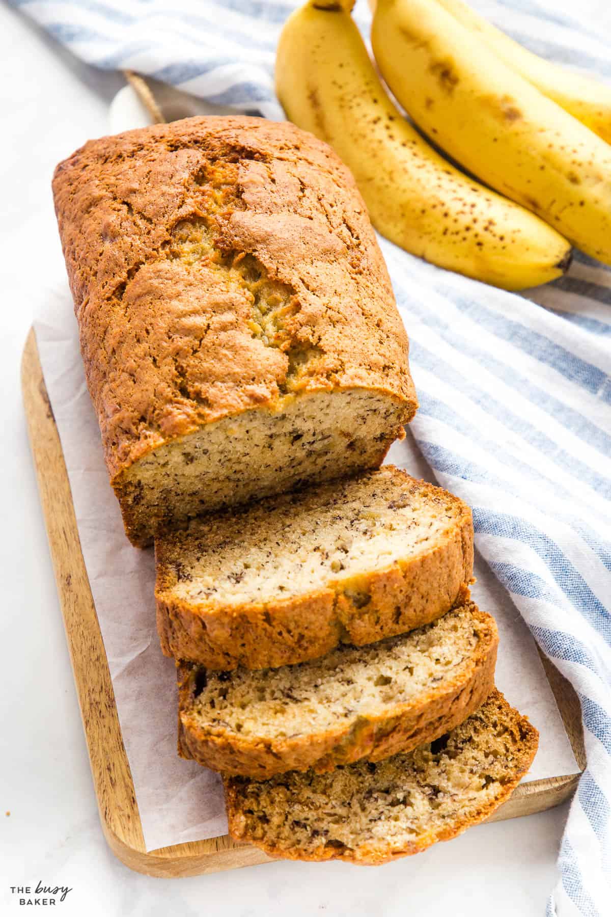 slices of banana bread on a cutting board
