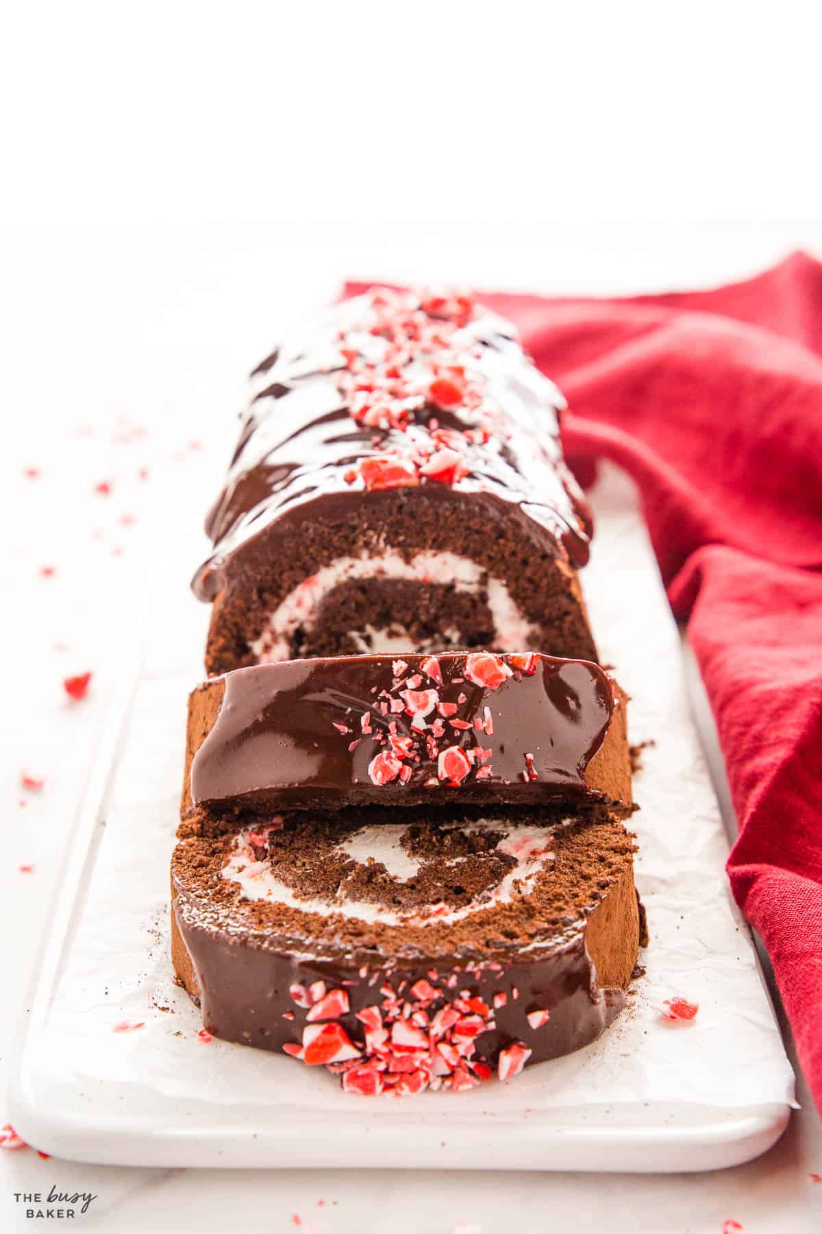 peppermint chocolate swiss roll cake