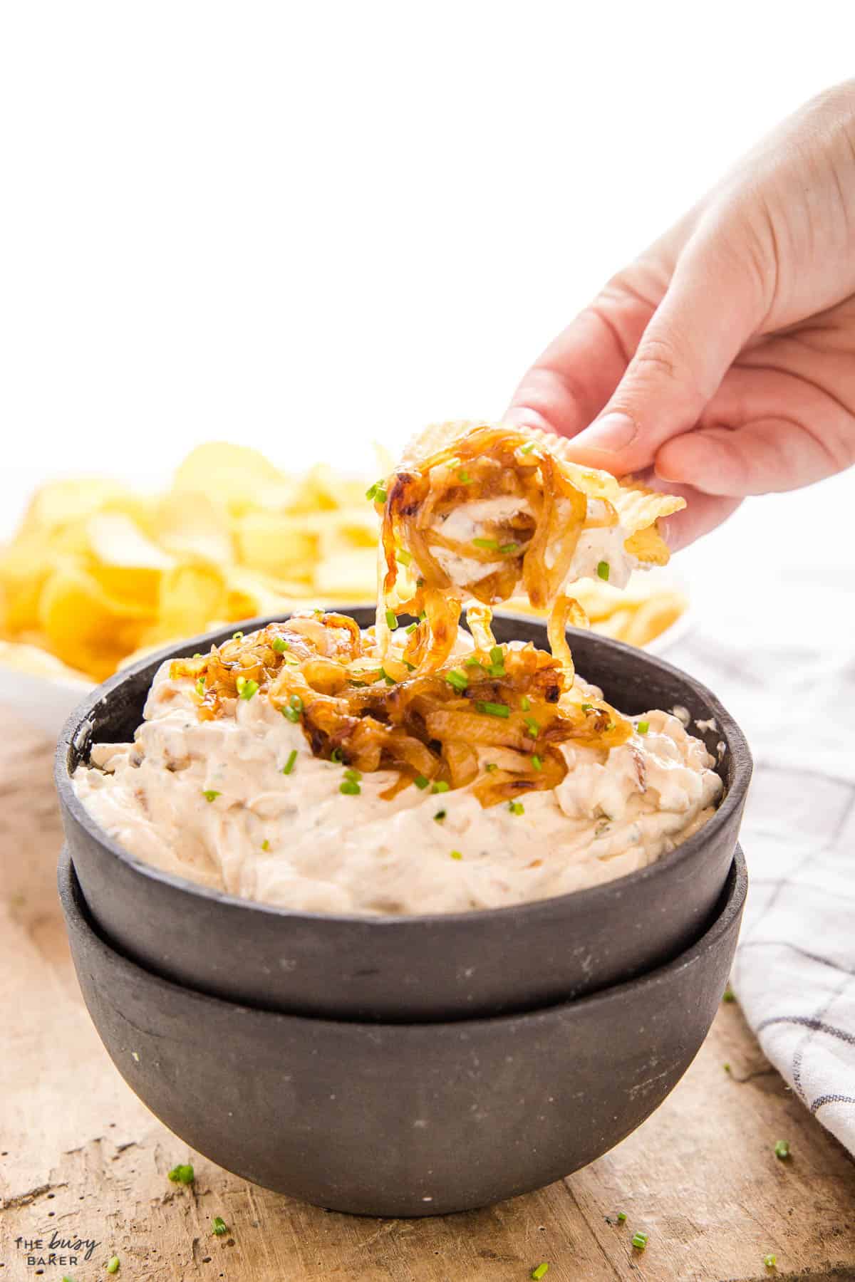 french onion dip and chips
