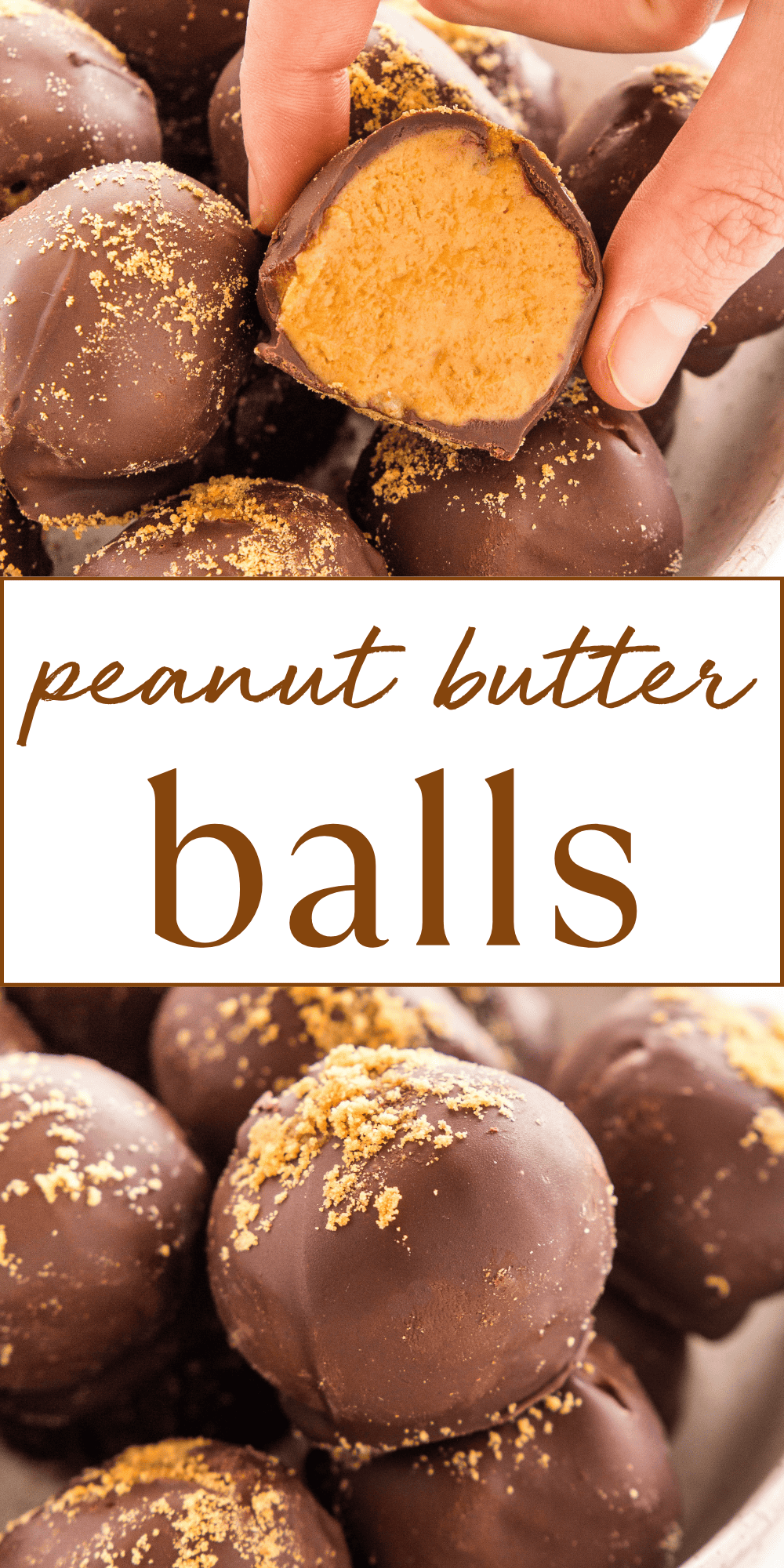 This Peanut Butter Balls recipe is an easy classic holiday treat recipe made with a sweet & creamy peanut butter filling and dipped in melted chocolate! Recipe from thebusybaker.ca! #peanutbutterballs #buckeyes #christmas #christmastreat #holiday #holidaybaking #christmasbaking #nobake #easytreat #easydessert #christmascookies via @busybakerblog