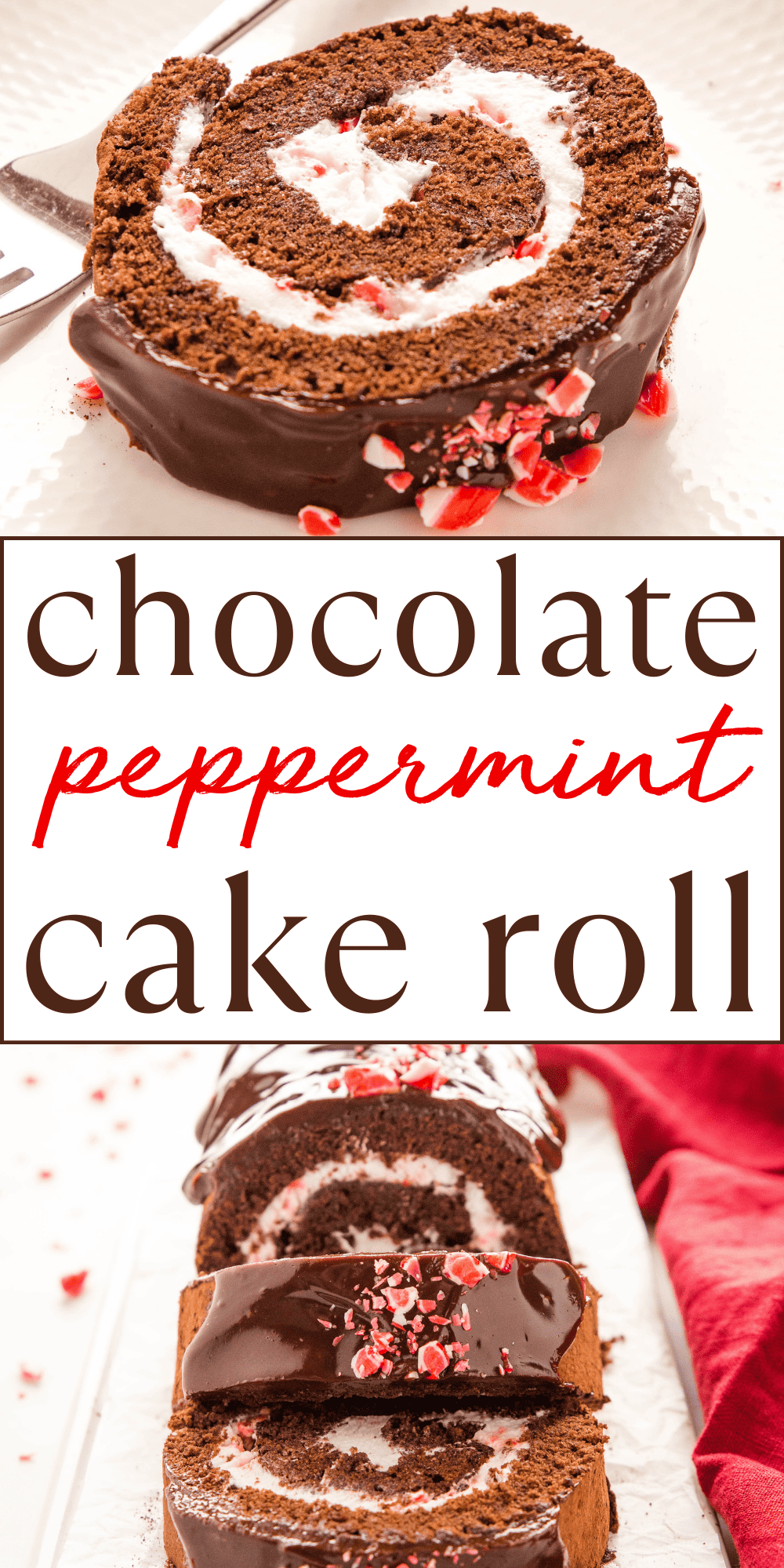 This Peppermint Chocolate Swiss Roll cake recipe is a classic dessert with a holiday twist! Made with a moist and tender chocolate sponge cake rolled with light and fluffy whipped cream, all flavoured with peppermint. Follow our pro tips and tricks for the perfect Peppermint Chocolate Swiss Roll! Recipe from thebusybaker.ca! #chocolateswissroll #swissroll #chocolateroll #chocolatecakeroll #cakeroll #swissrollrecipe #protips #bakingtips #howtomakeaswissroll #howtobake via @busybakerblog