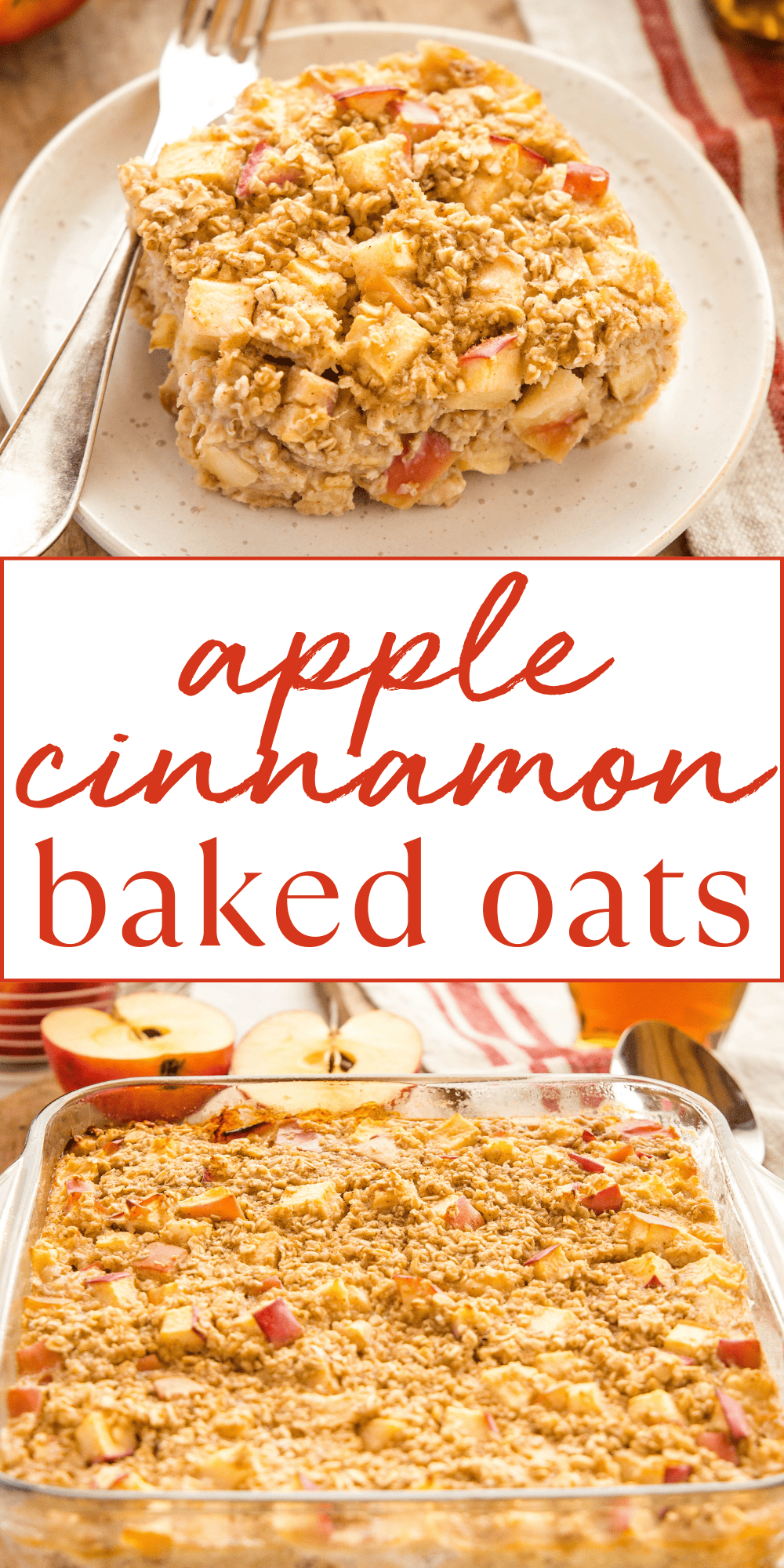 This Apple Cinnamon Baked Oatmeal recipe is made with whole grains, protein and sweetened with fruit. It's an easy healthy make-ahead breakfast with no added sugar! These baked oats are kid-friendly and perfect for serving with nut butter, maple syrup or your favourite toppings! Recipe from thebusybaker.ca! #applecinnamonbakedoatmeal #bakedoatmeal #bakedoats #easybreakfast #healthy #health #healthybreakfast via @busybakerblog