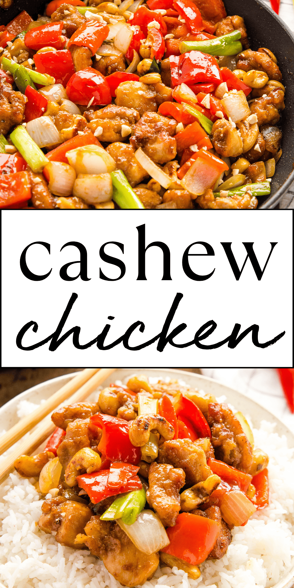 This Cashew Chicken recipe is an easy take-out style meal - stir fry veggies and chicken with cashew nuts, toasted to perfection and served with a simple stir fry sauce. The best homemade chicken cashew that's ready in 30 minutes or less! Recipe from thebusybaker.ca! #cashewchicken #chickencashew #chickenwithcashewnuts #chinesechickencashew #easymeal #easydinner #takeoutrecipe #copycatrecipe #30minutemeal via @busybakerblog