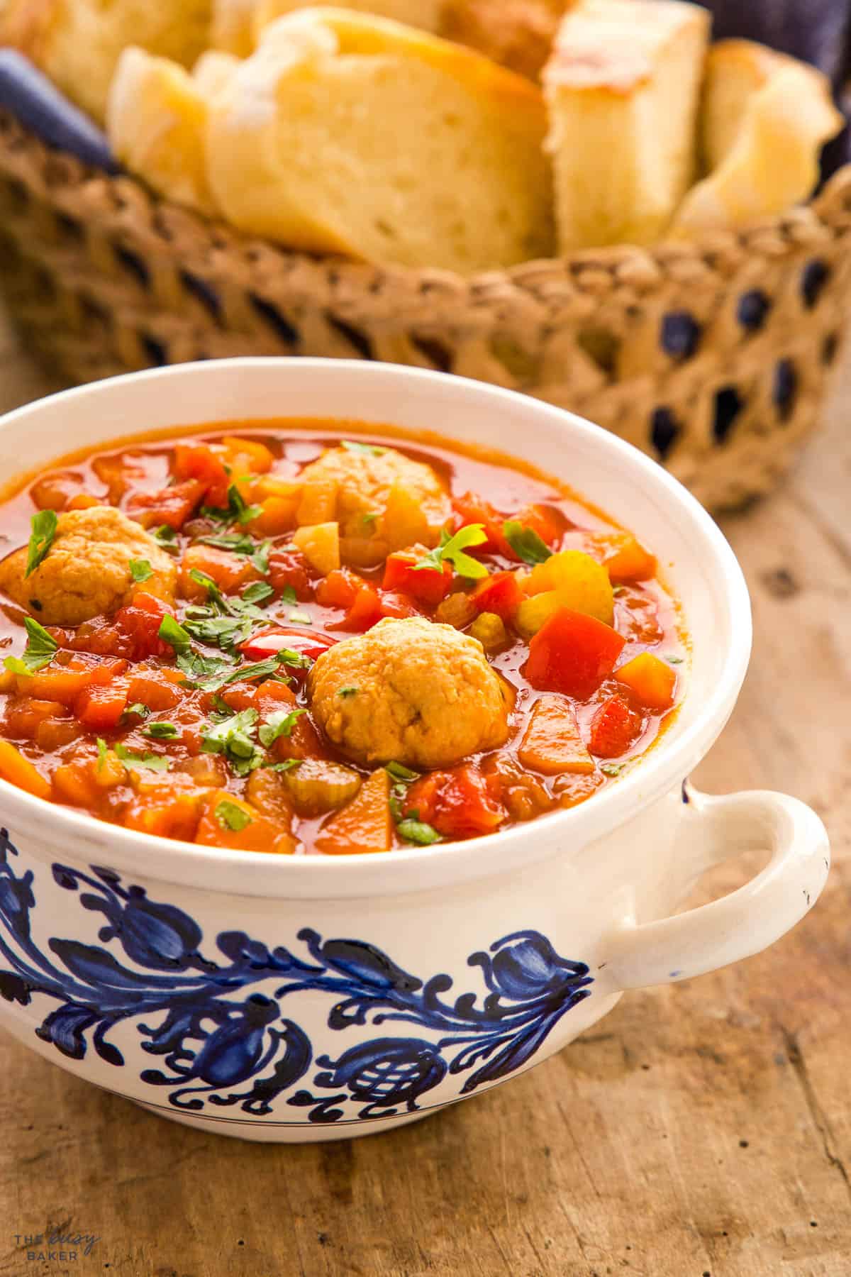 a bowl of meatball soup