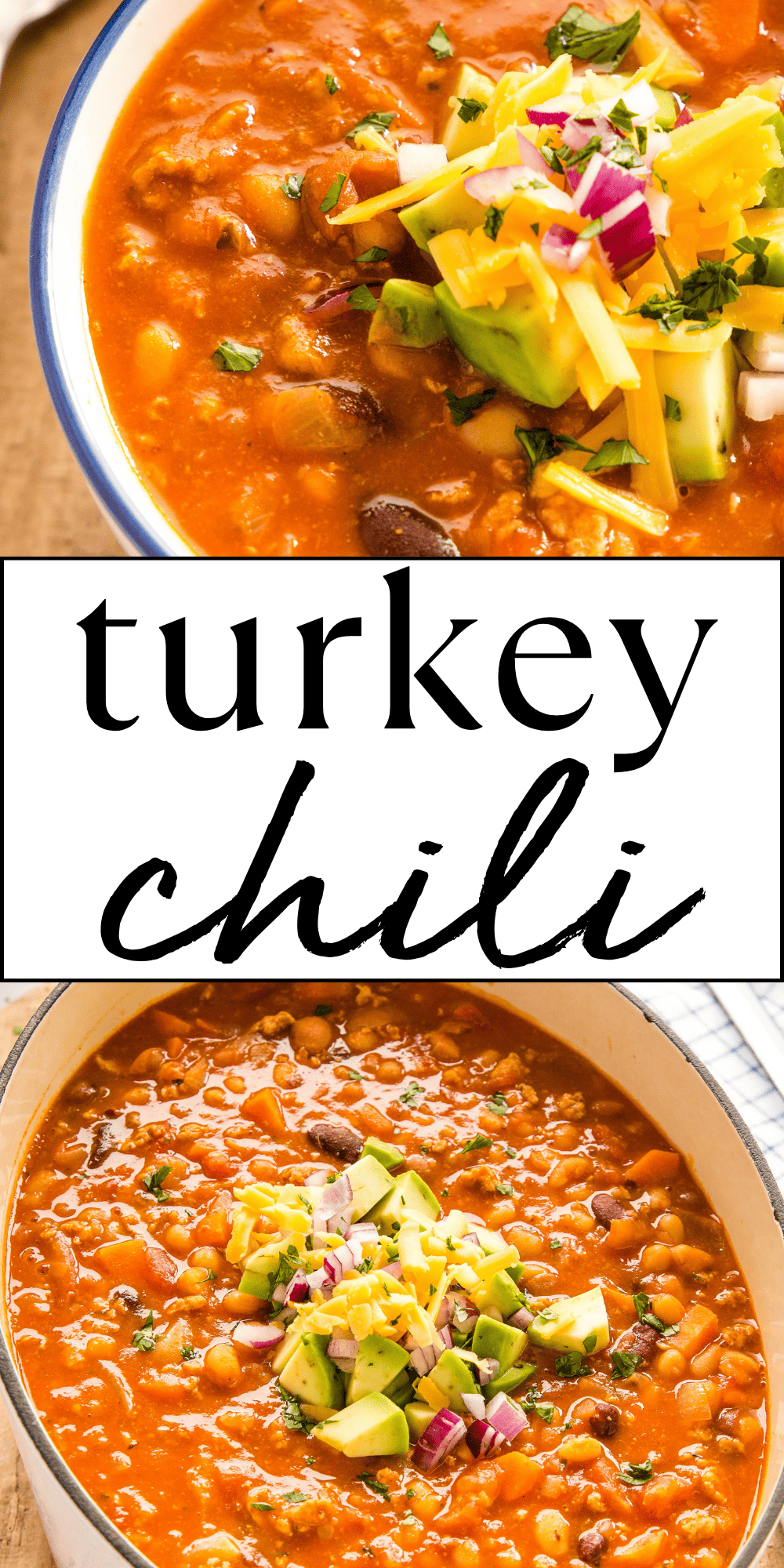 This Turkey Chili recipe is healthy, hearty and filling and packed with lean ground turkey, veggies, and beans! It's an easy-to-make family meal that's ready in 30 minutes! Follow our tips to make the best ground turkey chili on the stovetop, in the Instant Pot or in the Slow Cooker. Recipe from thebusybaker.ca! #turkeychili #easychili #healthychili #easymeal #dinner #weeknightmeal #familymeal via @busybakerblog