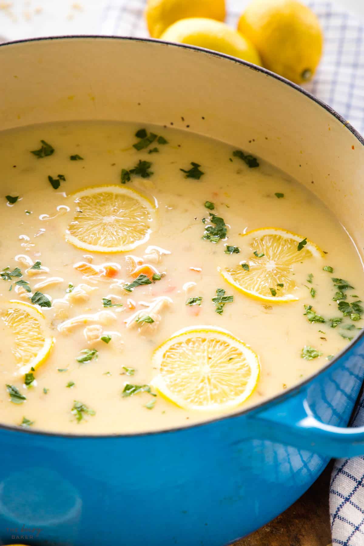 pot of avgolemono soup