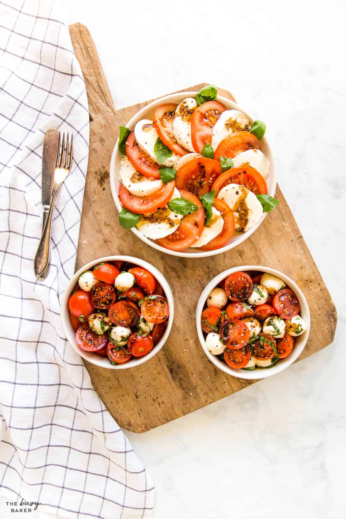 fresh salads with tomato and mozzarella