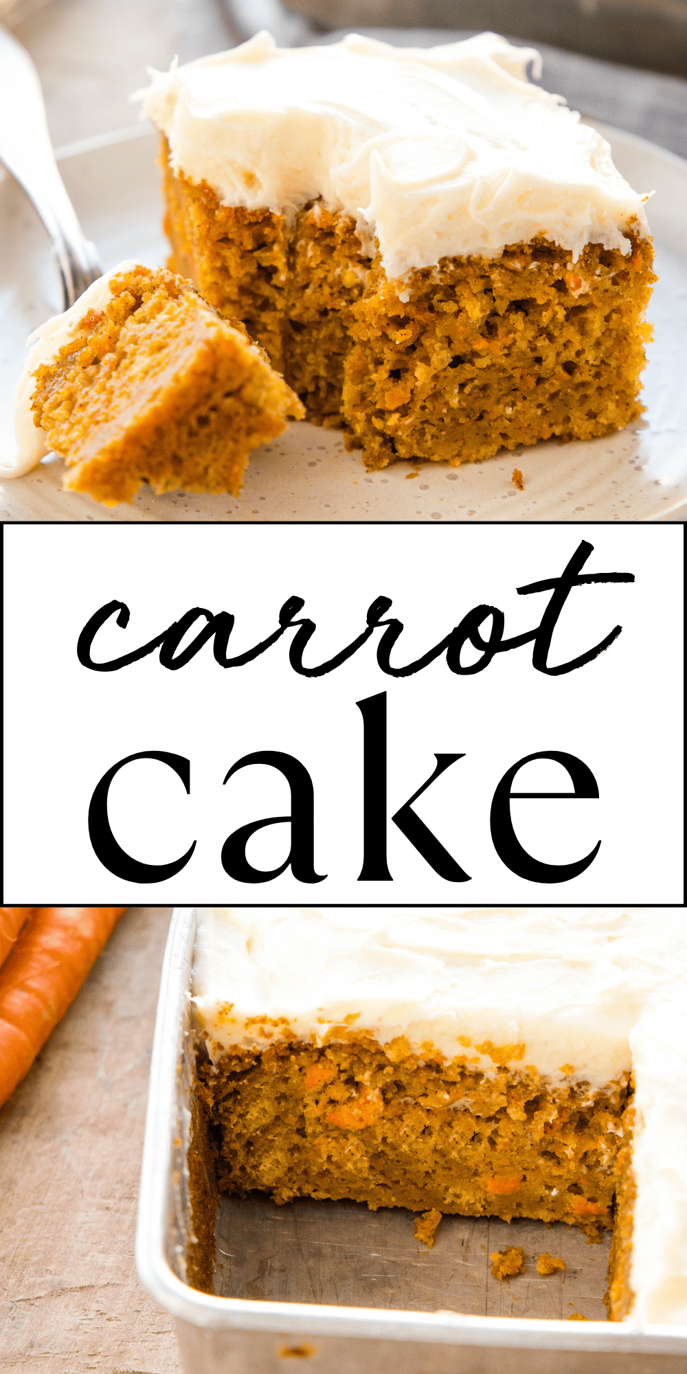 This Easy Carrot Cake recipe is the perfect classic carrot cake that's simple to make in one bowl. The best carrot cake recipe for beginners with fluffy cream cheese frosting! Recipe from thebusybaker.ca! #carrotcake #bestcarrotcakerecipe #carrotcakerecipe #easycarrotcake #easterdessert via @busybakerblog