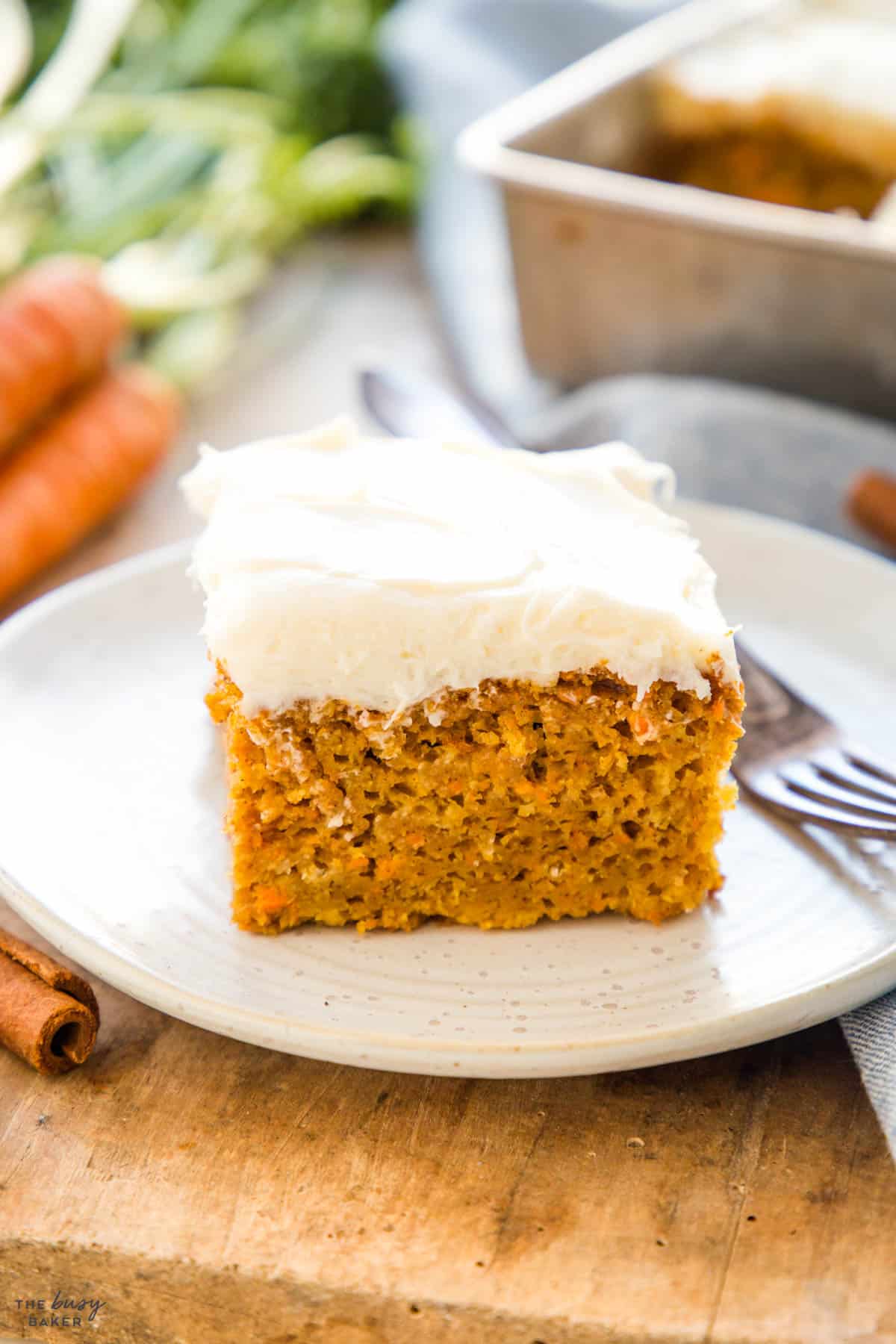 slice of carrot cake with cream cheese frosting