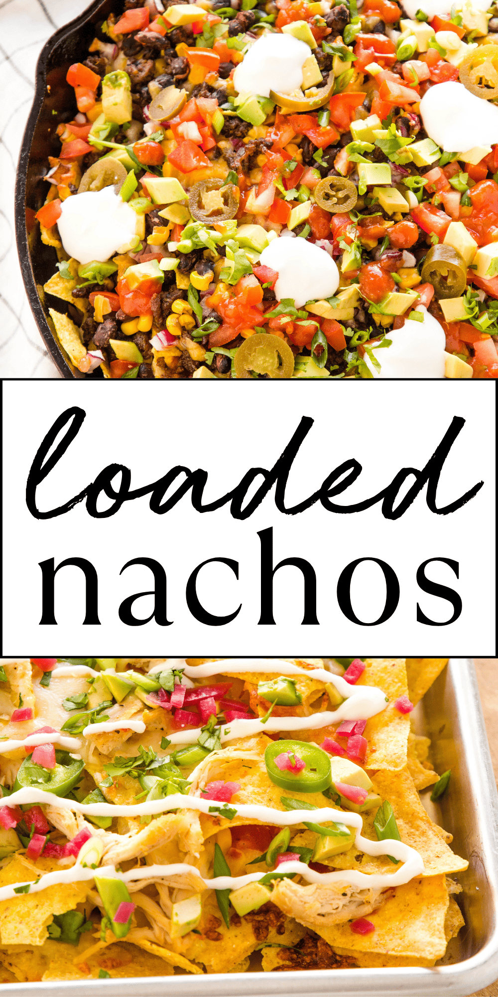 This Nachos recipe is the ultimate guide to making crispy restaurant-style nachos with your favourite toppings. Recipe from thebusybaker.ca! #easynachos #chickennachos #beefnachos #nachorecipe #vegetariannachos #veggienachos #loadednachos #appetizernachos #snacknachos via @busybakerblog