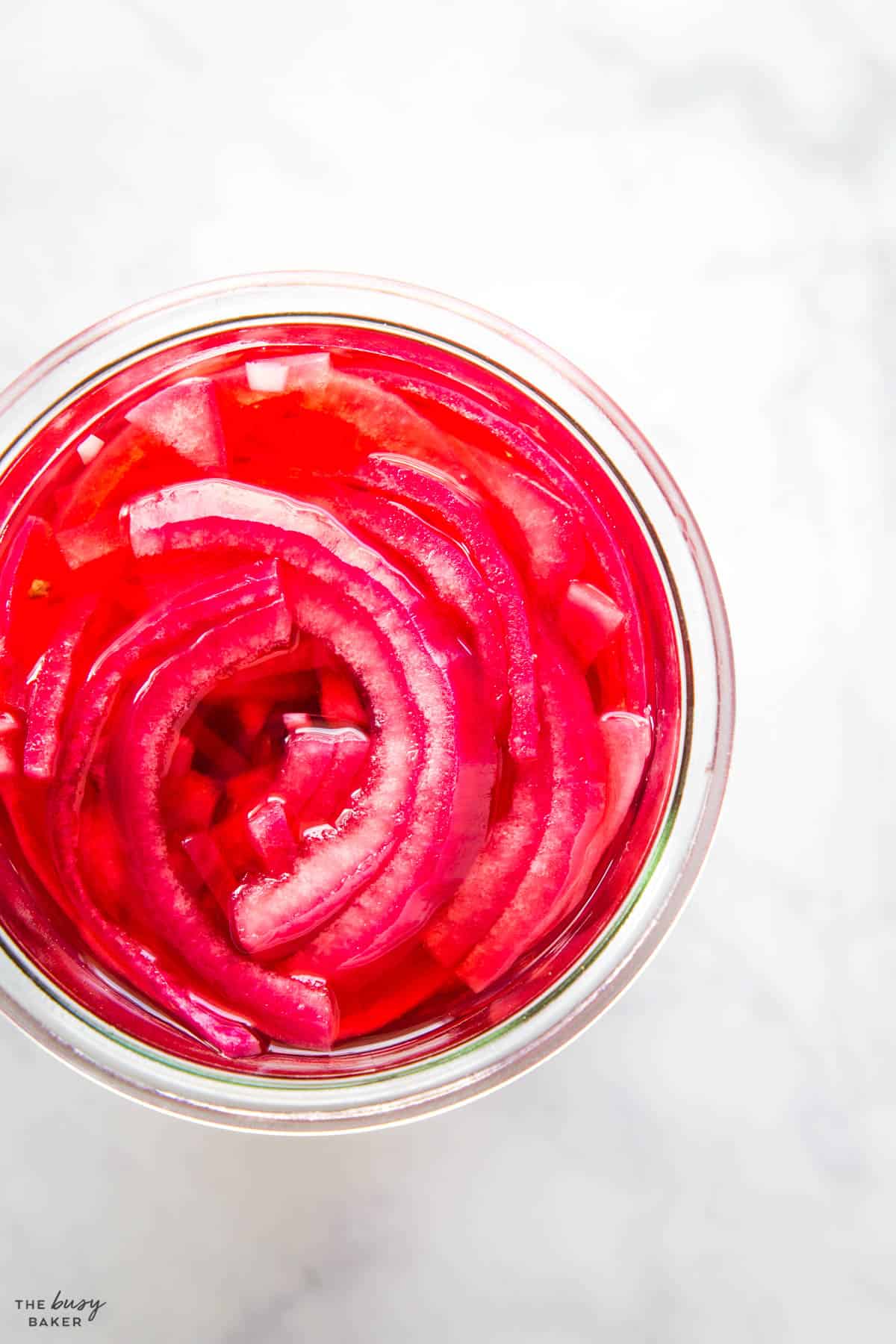 overhead image: pickled onions