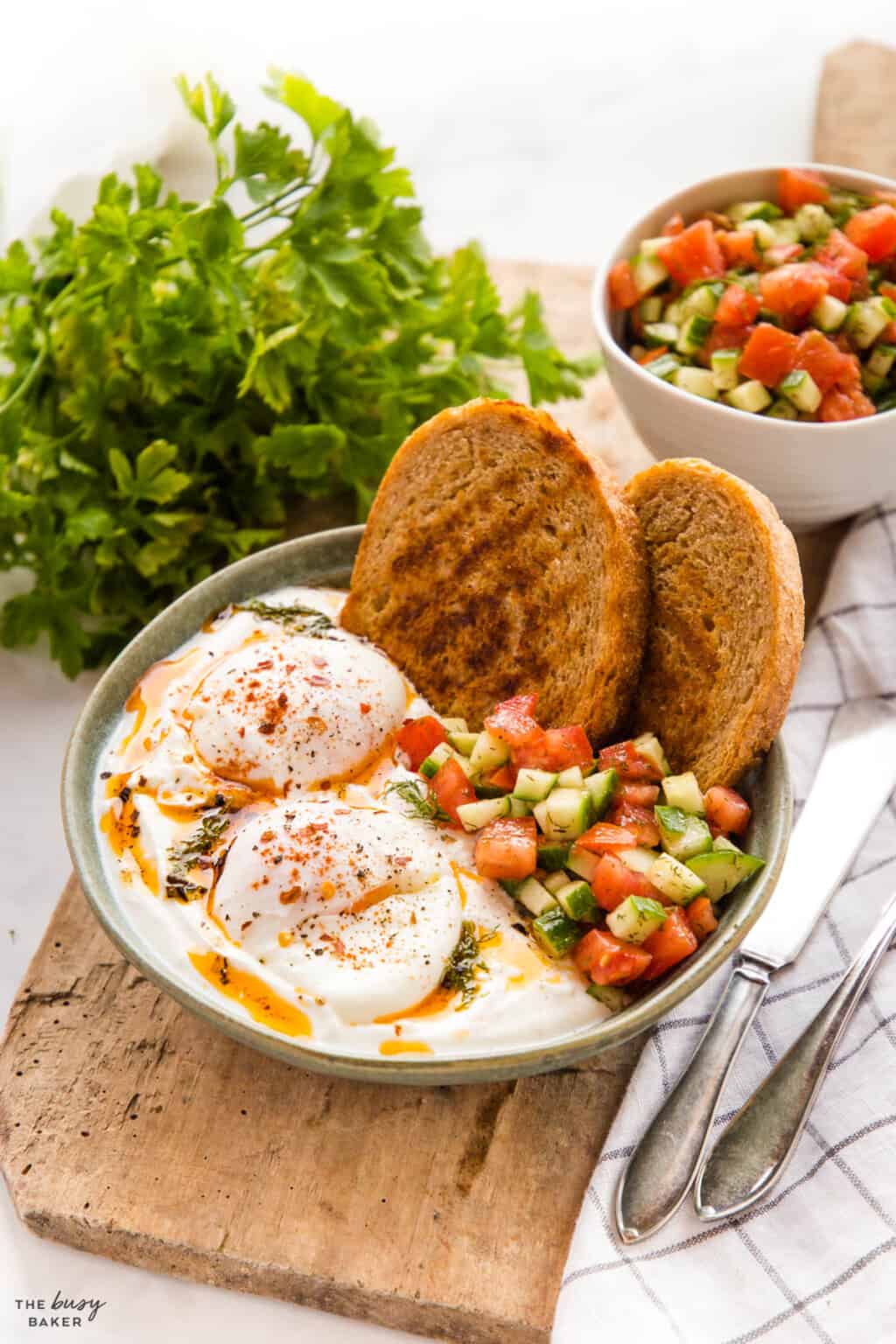 Turkish Eggs (Çilbir) - The Busy Baker