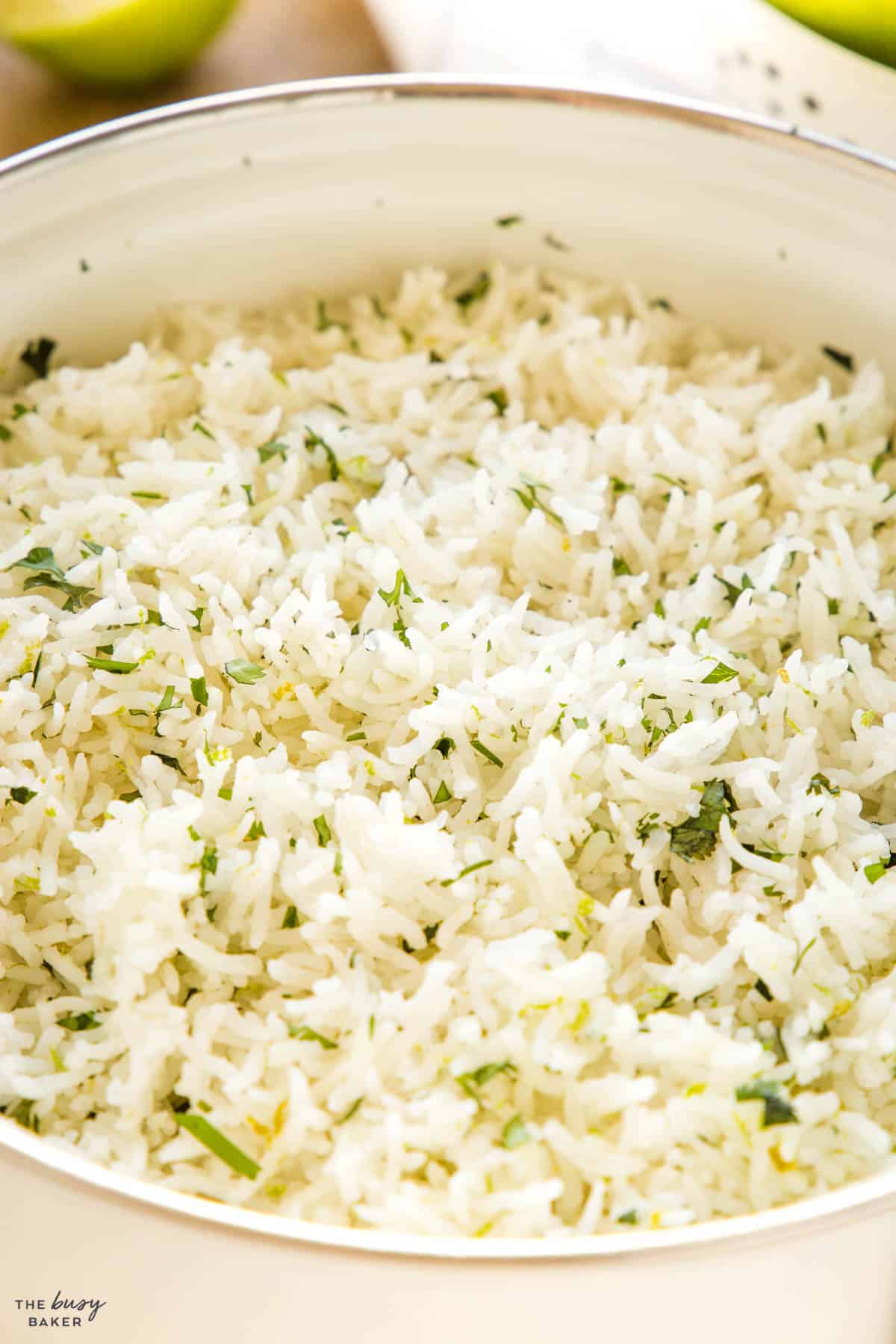 closeup image: cilantro lime rice