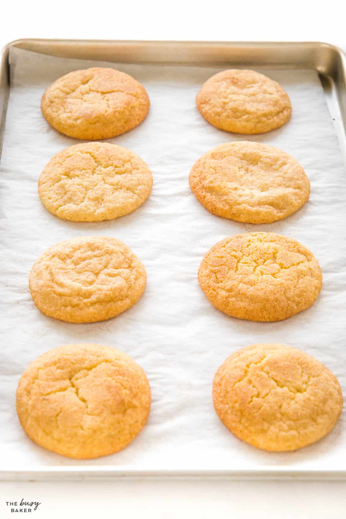 snickerdoodles on a baking pan