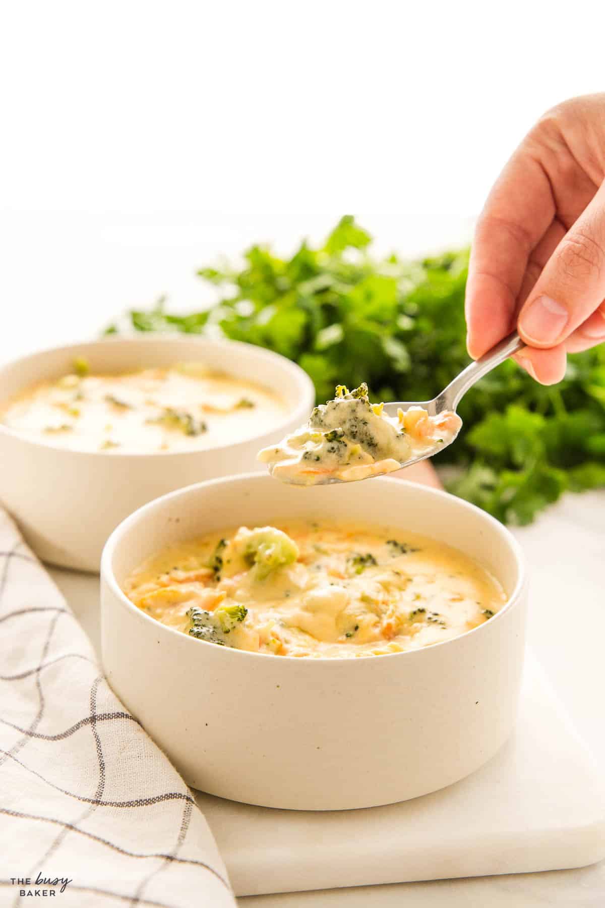 spoonful of creamy vegetable soup