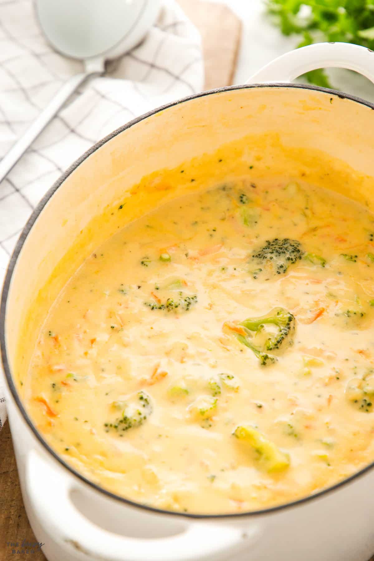 pot of broccoli cheddar soup