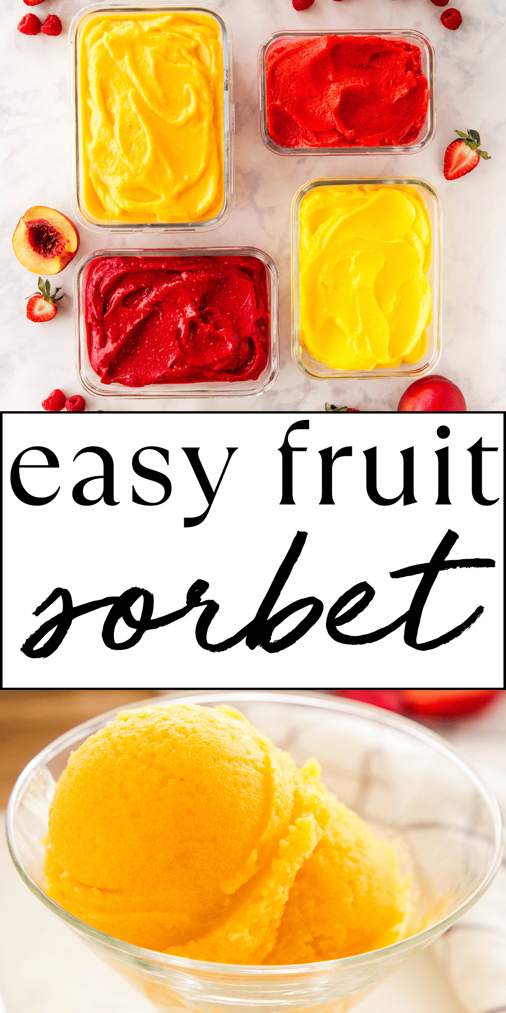 This Sorbet recipe is the ultimate guide to the PERFECT homemade sorbet made from only 2 ingredients! Learn how to make sorbet with fresh or frozen fruit, no ice cream maker required! Recipe from thebusybaker.ca! #sorbet #easysorbet #howtomakesorbet #2ingredientsorbet #homemadesorbet via @busybakerblog